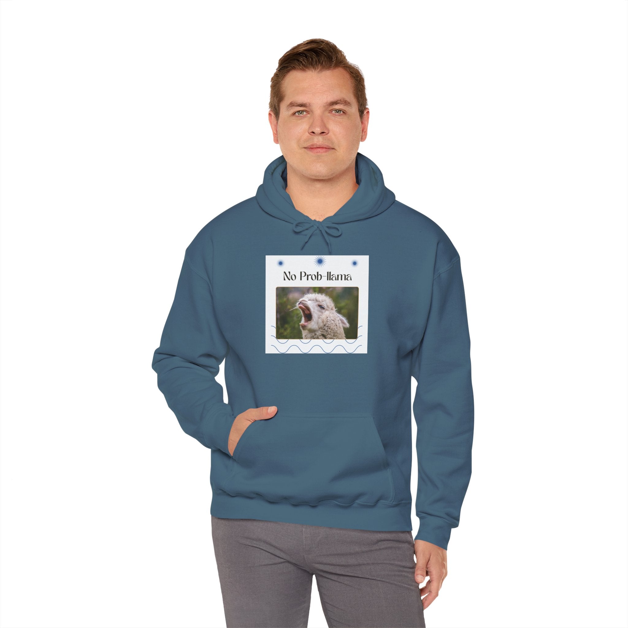 "No Prob-Llama" Unisex Hooded Sweatshirt with Fun Design, Cozy Apparel for Relaxed Days, Gifts for Friends, Casual Wear, Unique Gift Idea, Birthday Present