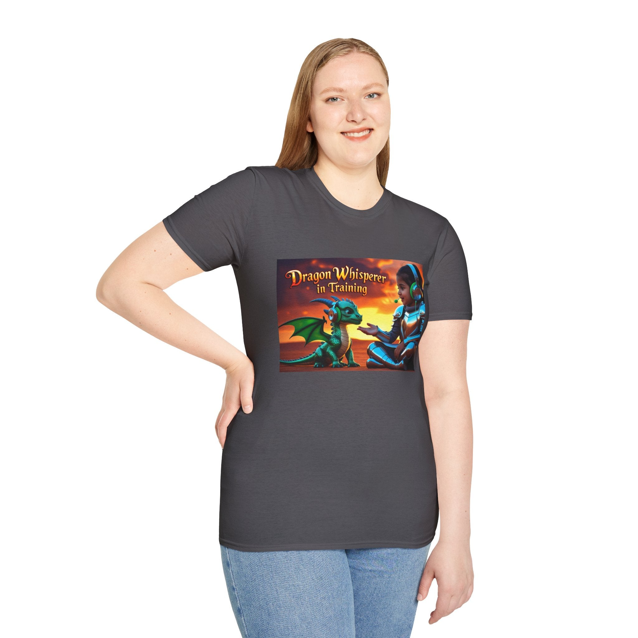 Funny Dragon Whisperer Unisex Softstyle T-Shirt | Fantasy Apparel, Gift for Dragon Lovers, Kids & Adults, Birthday Present, Magical Vibe