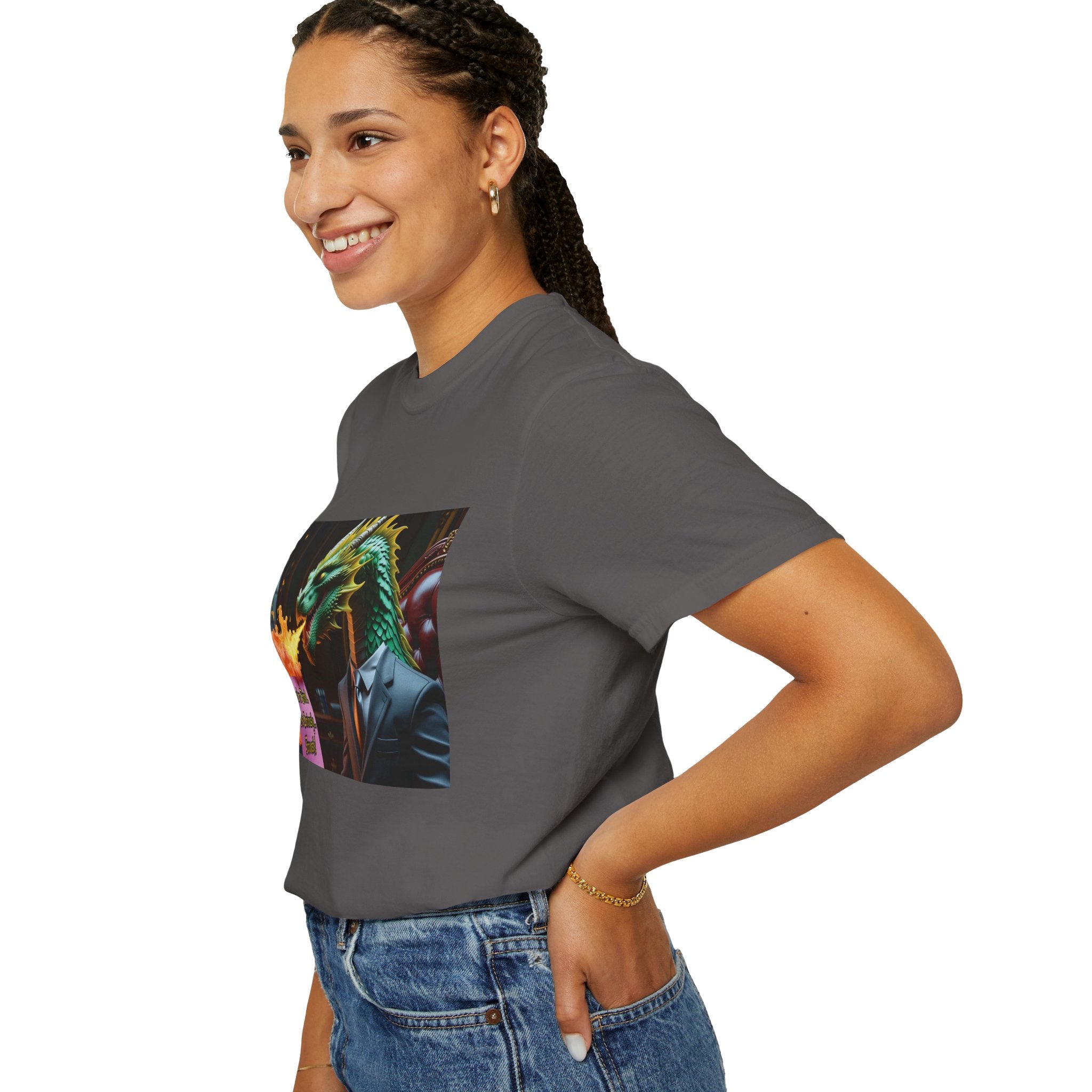 Dragon Fire  Unisex Garment-Dyed T-Shirt, Fun Graphic Tee, Unique Gift, Casual Wear, Fantasy Lover Apparel, Statement Shirt