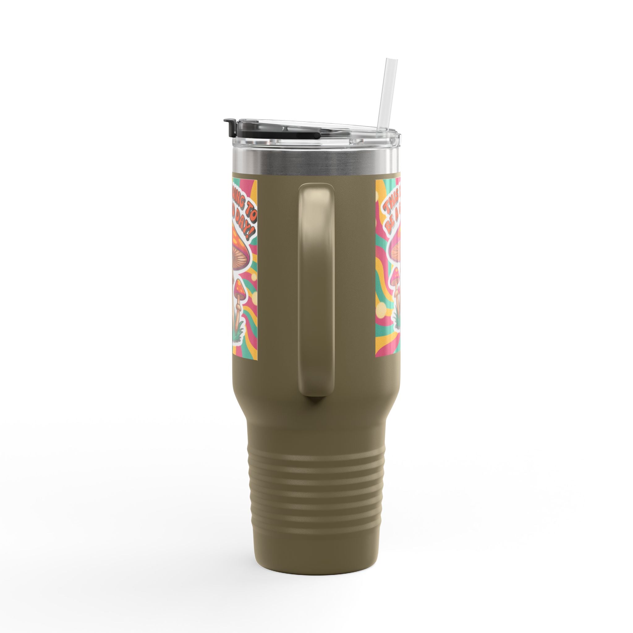 Colorful Happy Mushroom Insulated Travel Mug - Perfect for Adventures, Gifts, Summer Vibes, Camping, Road Trips, Daily Motivation