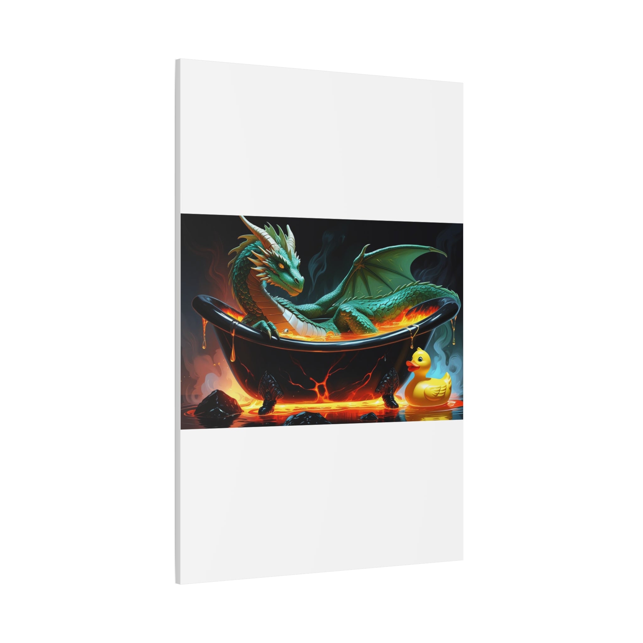 Whimsical Dragon In A Tub  Canvas Wall Art, Fantasy Decor, Kids Room Decor, Unique Gifts for Dragon Lovers, Cute Bathroom Art, Magical Home Decor