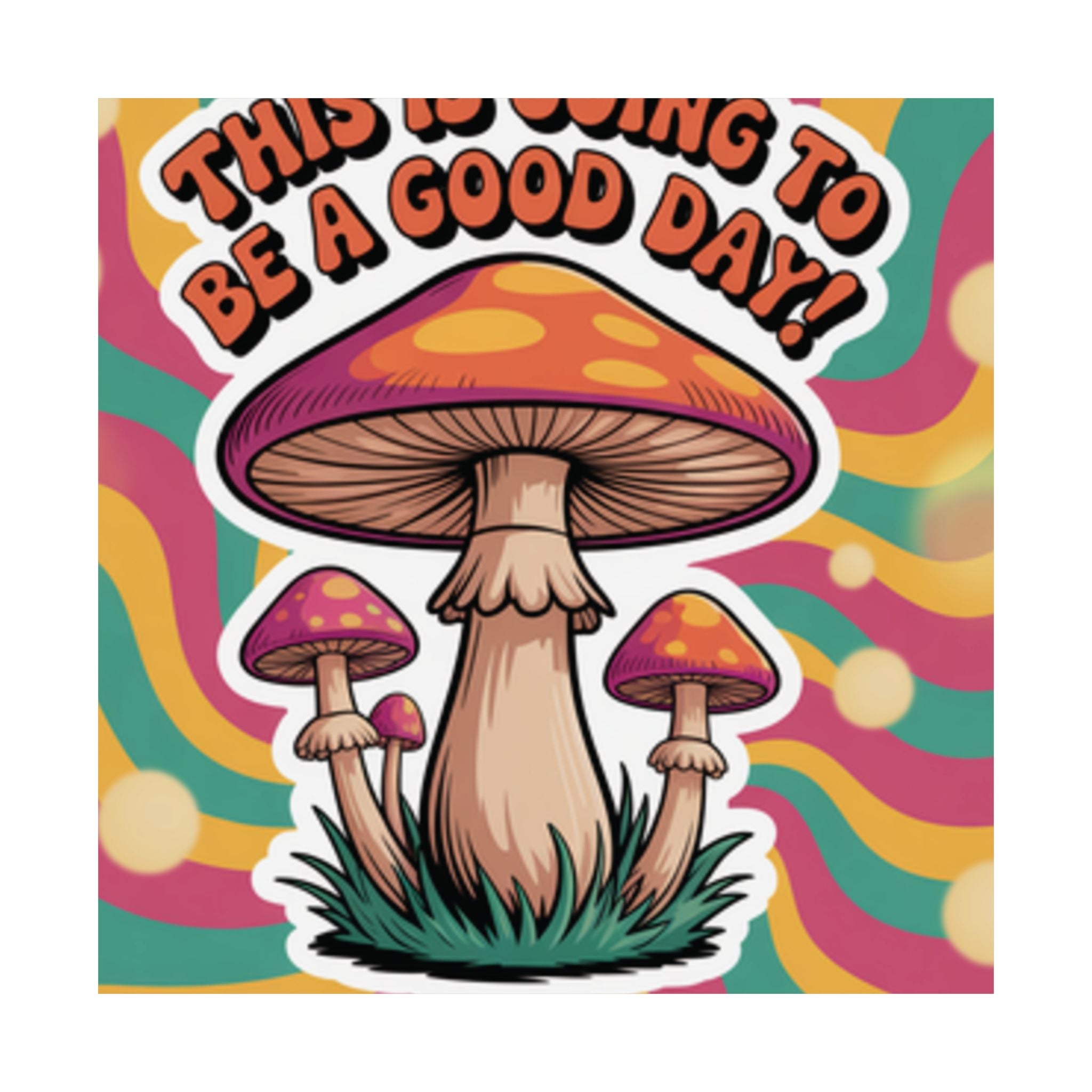 Colorful 70s Retro Mushroom Art Posters - Positive Wall Decor, Psychedelic Prints, Boho Home Decor, Gift for Friends, Inspirational Wall Art