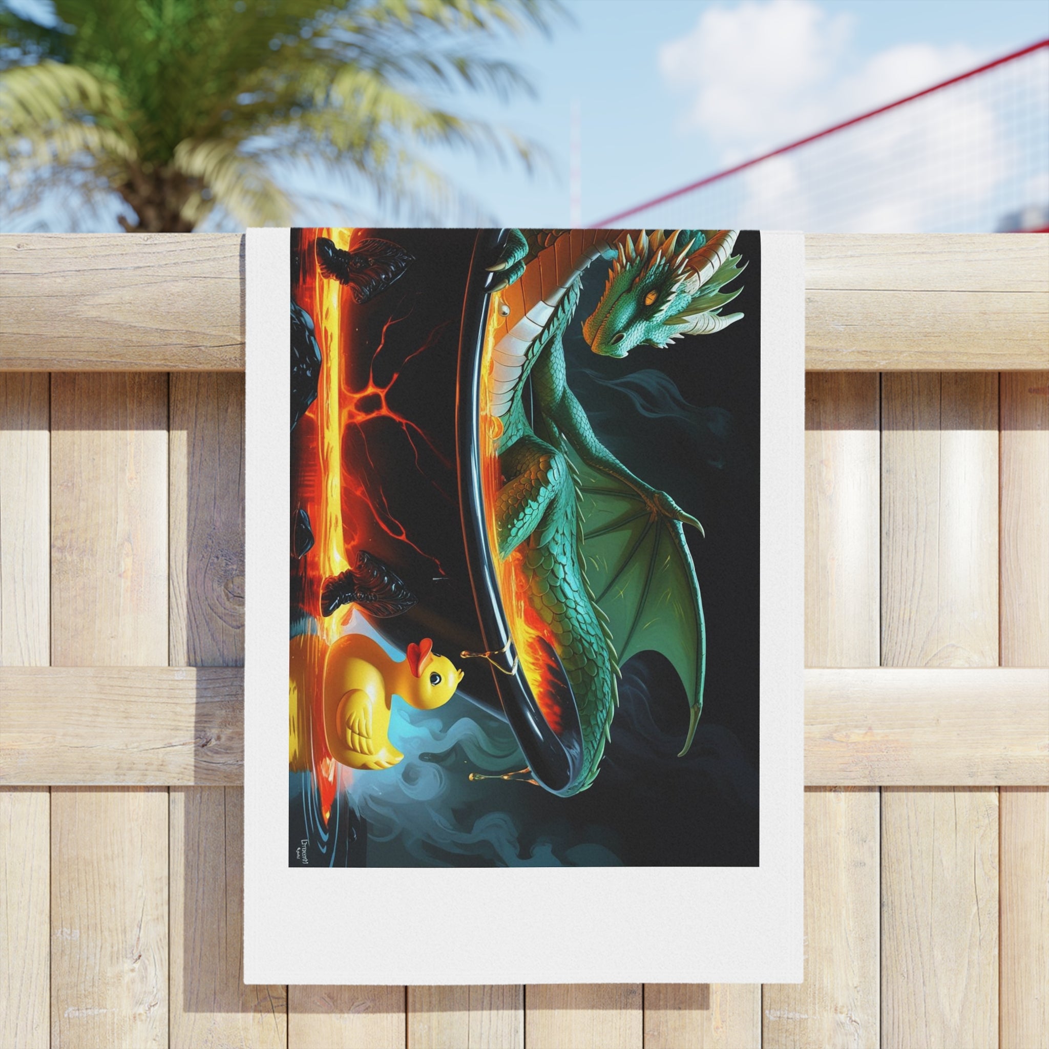 Funny Dragon Bath-time Fantasy Beach Towel, Dragon Artwork Towel, Unique Pool Towel, Whimsical Bath Towel, Gift for Fantasy Lovers, Kids Beach Accessory
