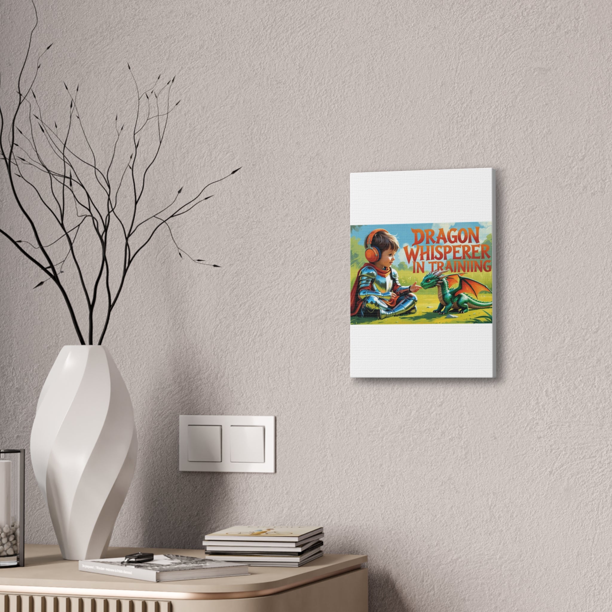 Dragon Whisperer Canvas Print, Playroom Decor, Childrens Wall Art, Fantasy Kids Room, Dragon Lover Gift, Adventure Art, Kid's Room Decor