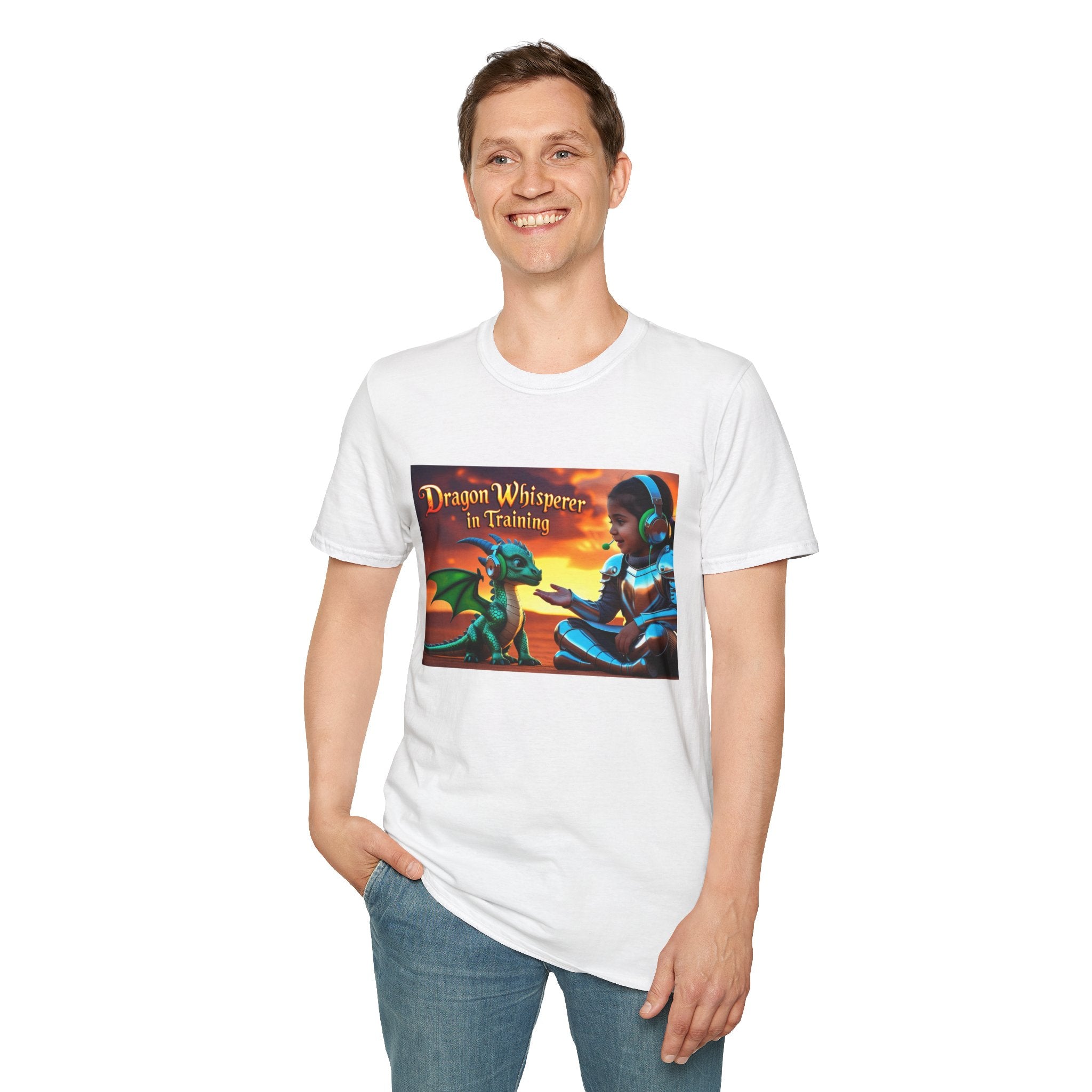 Funny Dragon Whisperer Unisex Softstyle T-Shirt | Fantasy Apparel, Gift for Dragon Lovers, Kids & Adults, Birthday Present, Magical Vibe