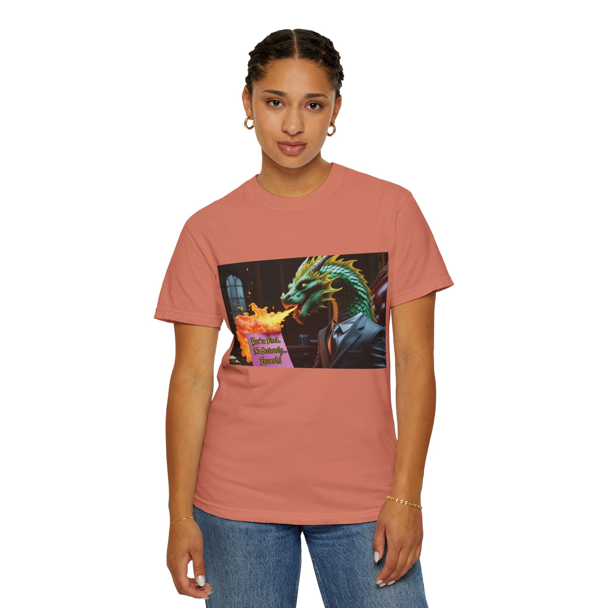 Dragon Fire  Unisex Garment-Dyed T-Shirt, Fun Graphic Tee, Unique Gift, Casual Wear, Fantasy Lover Apparel, Statement Shirt