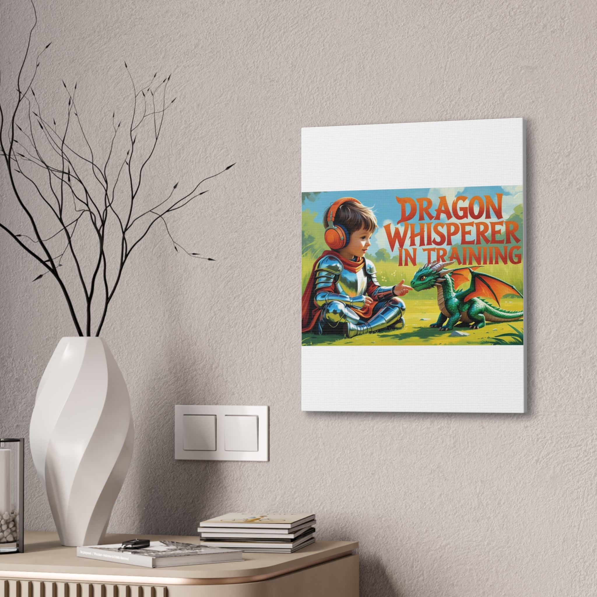 Dragon Whisperer Canvas Print, Playroom Decor, Childrens Wall Art, Fantasy Kids Room, Dragon Lover Gift, Adventure Art, Kid's Room Decor