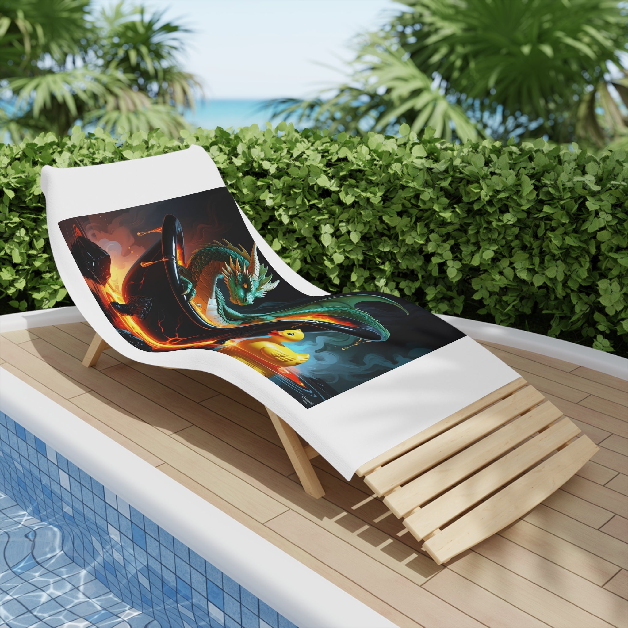 Funny Dragon Bath-time Fantasy Beach Towel, Dragon Artwork Towel, Unique Pool Towel, Whimsical Bath Towel, Gift for Fantasy Lovers, Kids Beach Accessory