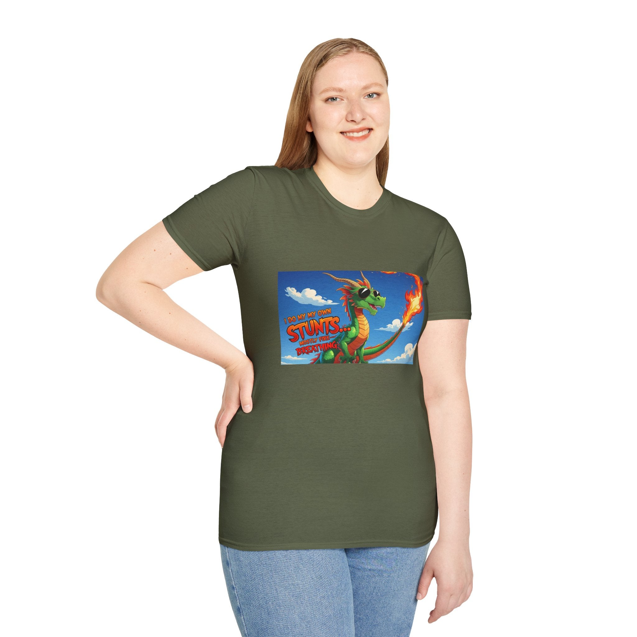 Funny Fire-Breathing Dragon T-Shirt | Fantasy Graphic Tee for Kids and Adults, Unisex Softstyle T-Shirt, Casual Wear, Game Night Apparel, [...]