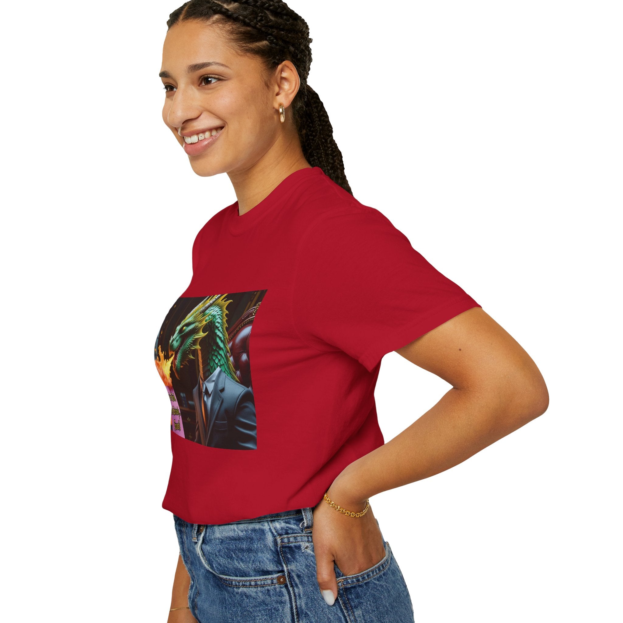 Dragon Fire  Unisex Garment-Dyed T-Shirt, Fun Graphic Tee, Unique Gift, Casual Wear, Fantasy Lover Apparel, Statement Shirt