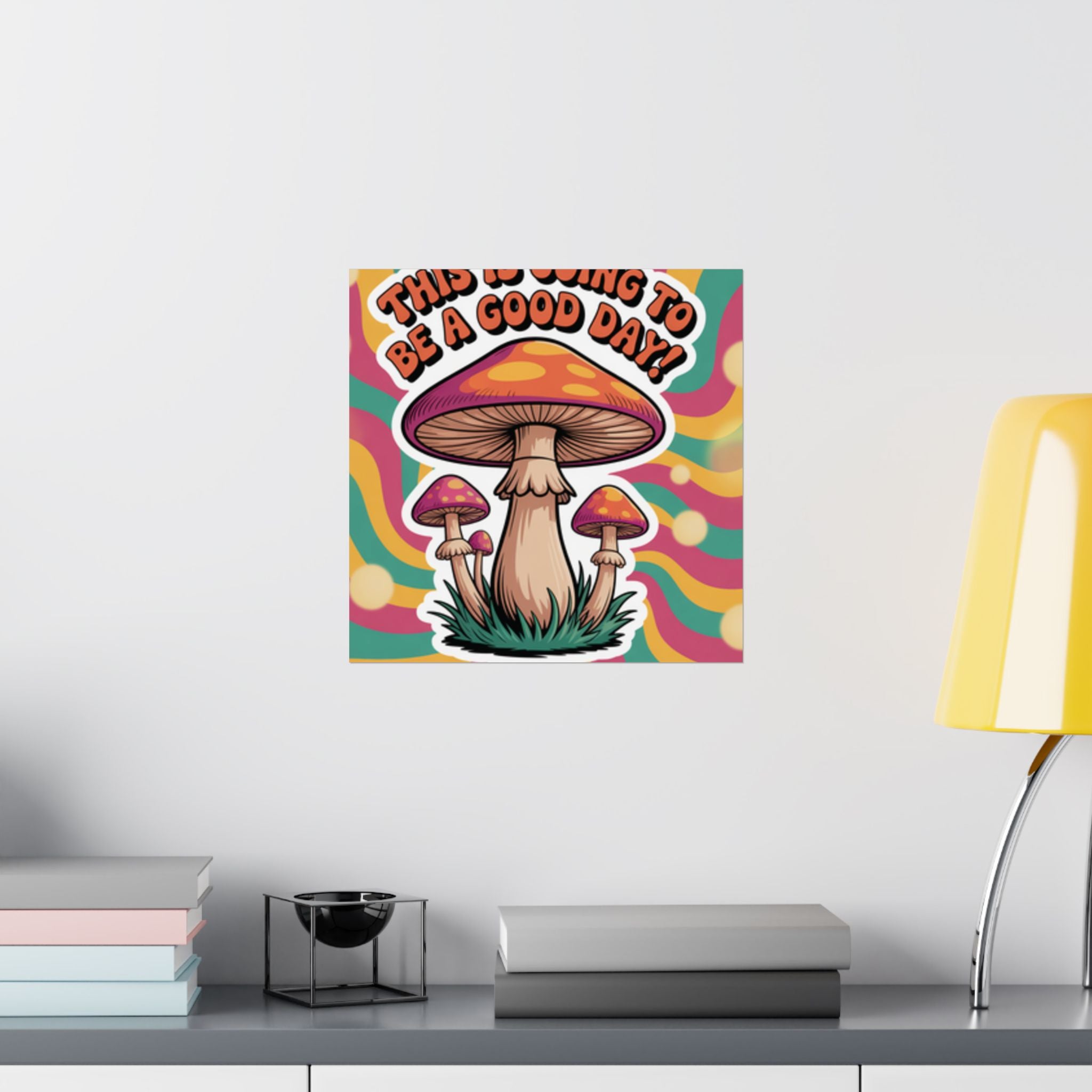 Colorful 70s Retro Mushroom Art Posters - Positive Wall Decor, Psychedelic Prints, Boho Home Decor, Gift for Friends, Inspirational Wall Art