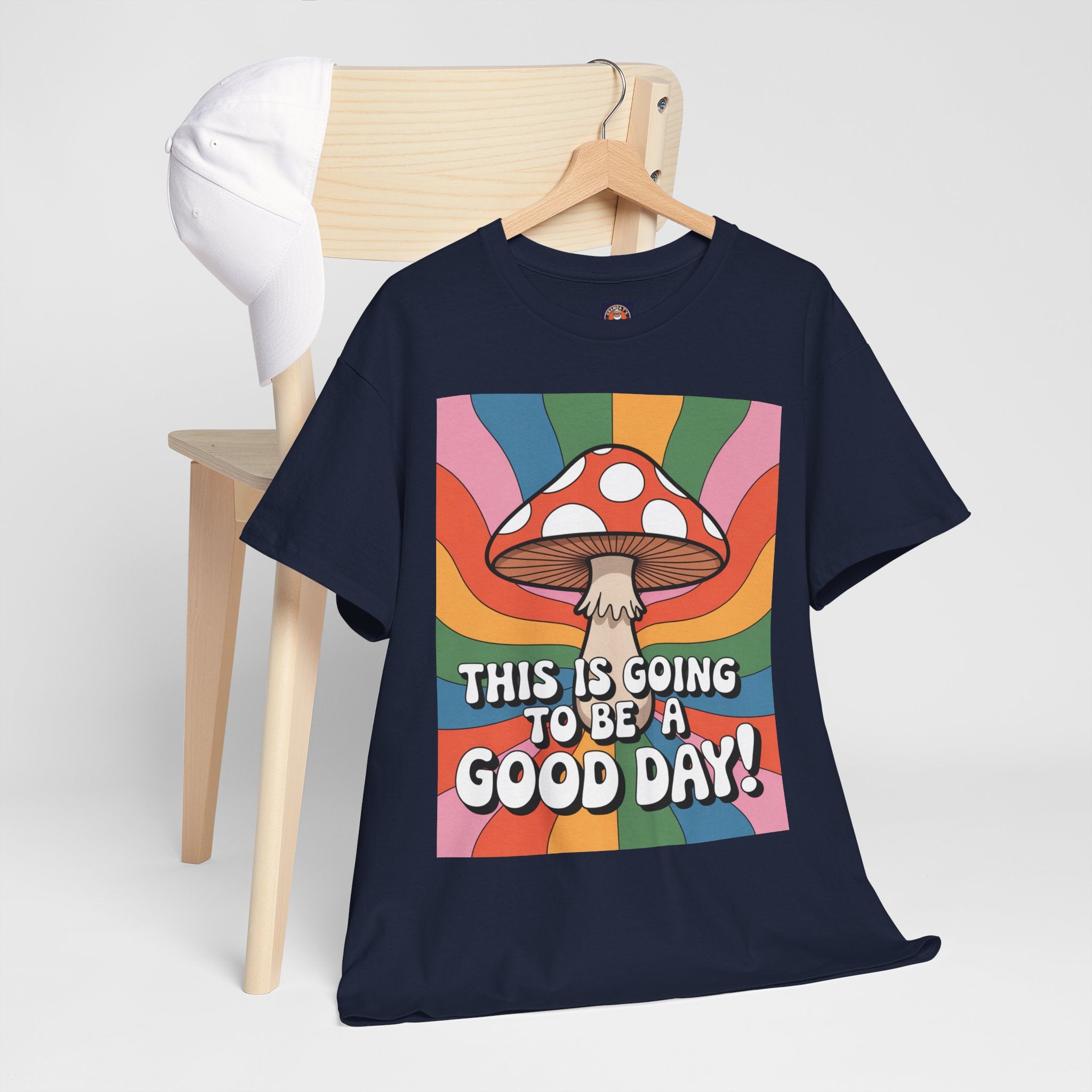 Fun Hippy Mushroom Cheerful Graphic Tee, Positive Vibes T-Shirt for Everyday Wear, Gift for Nature Lovers, Trendy Casual Wear, Eco-Friendly Fashion