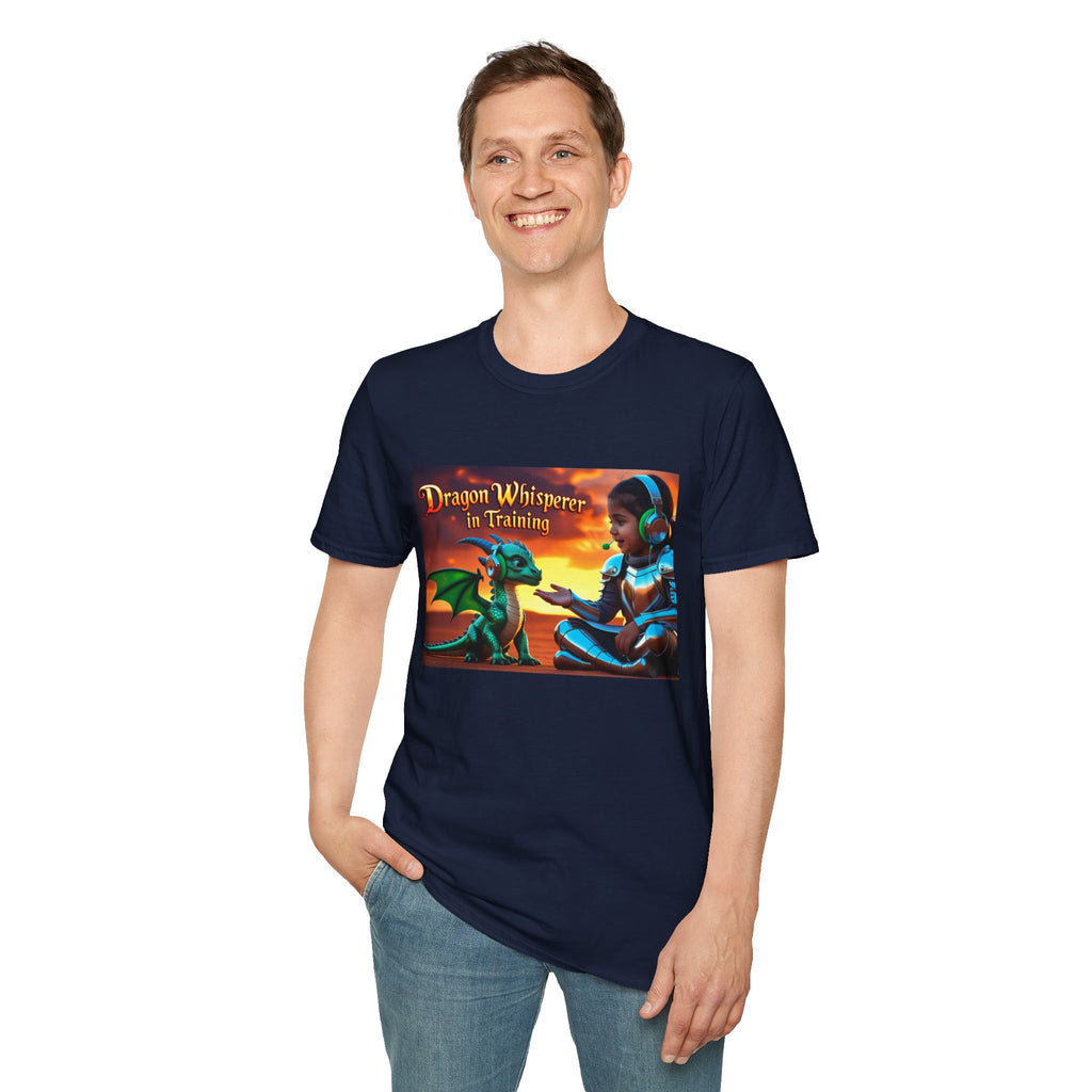 Funny Dragon Whisperer Unisex Softstyle T-Shirt | Fantasy Apparel, Gift for Dragon Lovers, Kids & Adults, Birthday Present, Magical Vibe