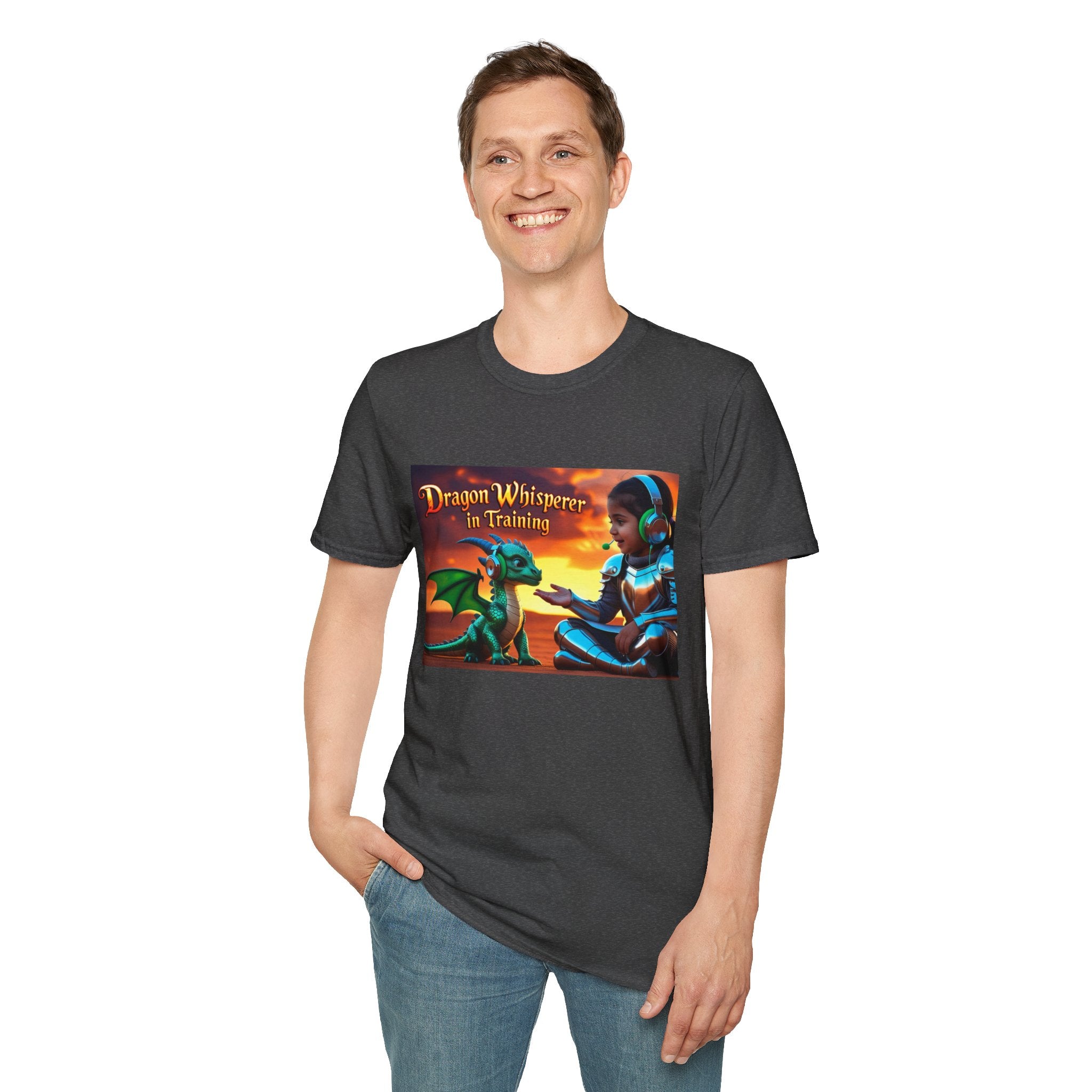 Funny Dragon Whisperer Unisex Softstyle T-Shirt | Fantasy Apparel, Gift for Dragon Lovers, Kids & Adults, Birthday Present, Magical Vibe