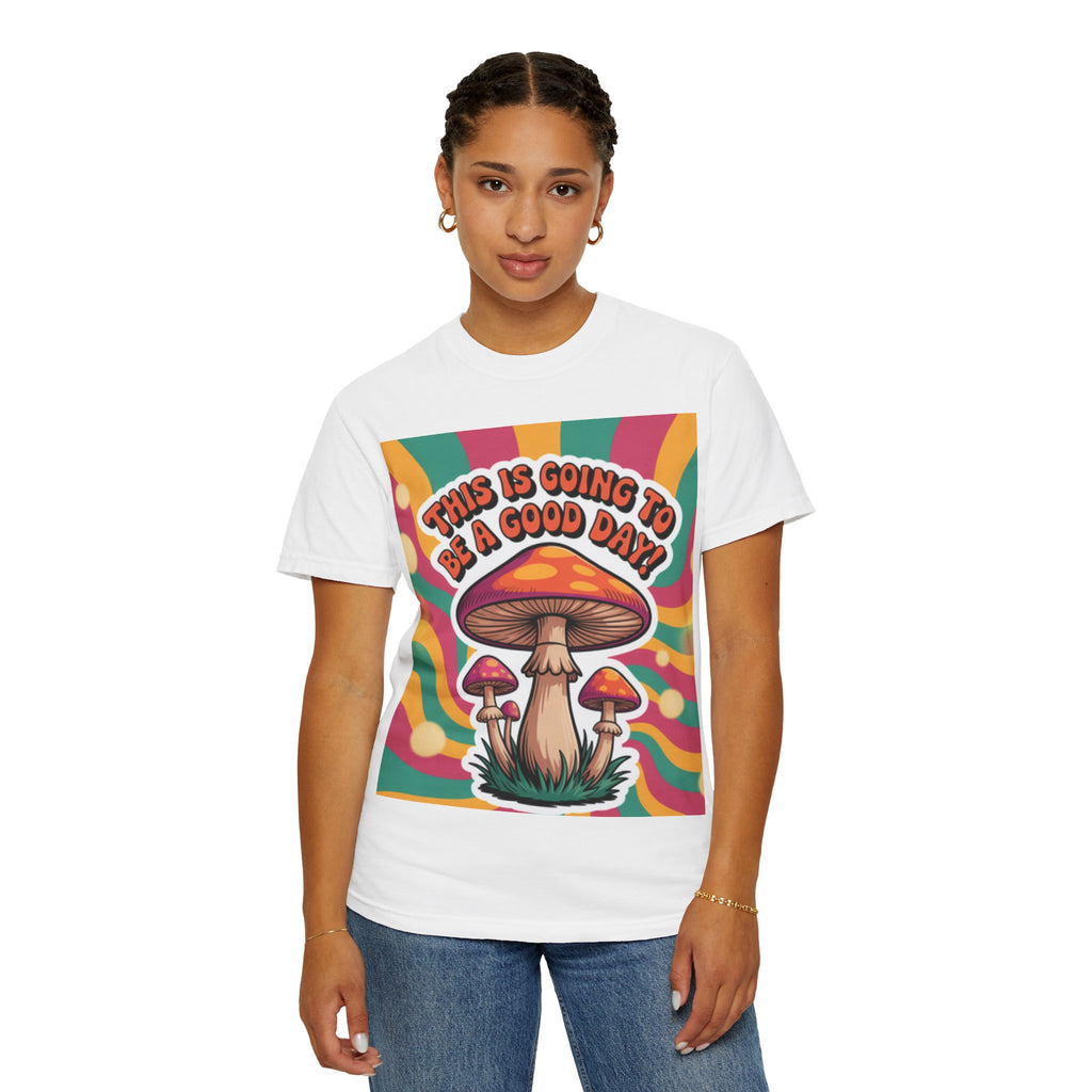 Positive Vibes T-shirt, Retro Mushroom Tee, Unisex Psychedelic Shirt, Gift for Friends, Casual Wear, Summer Essentials