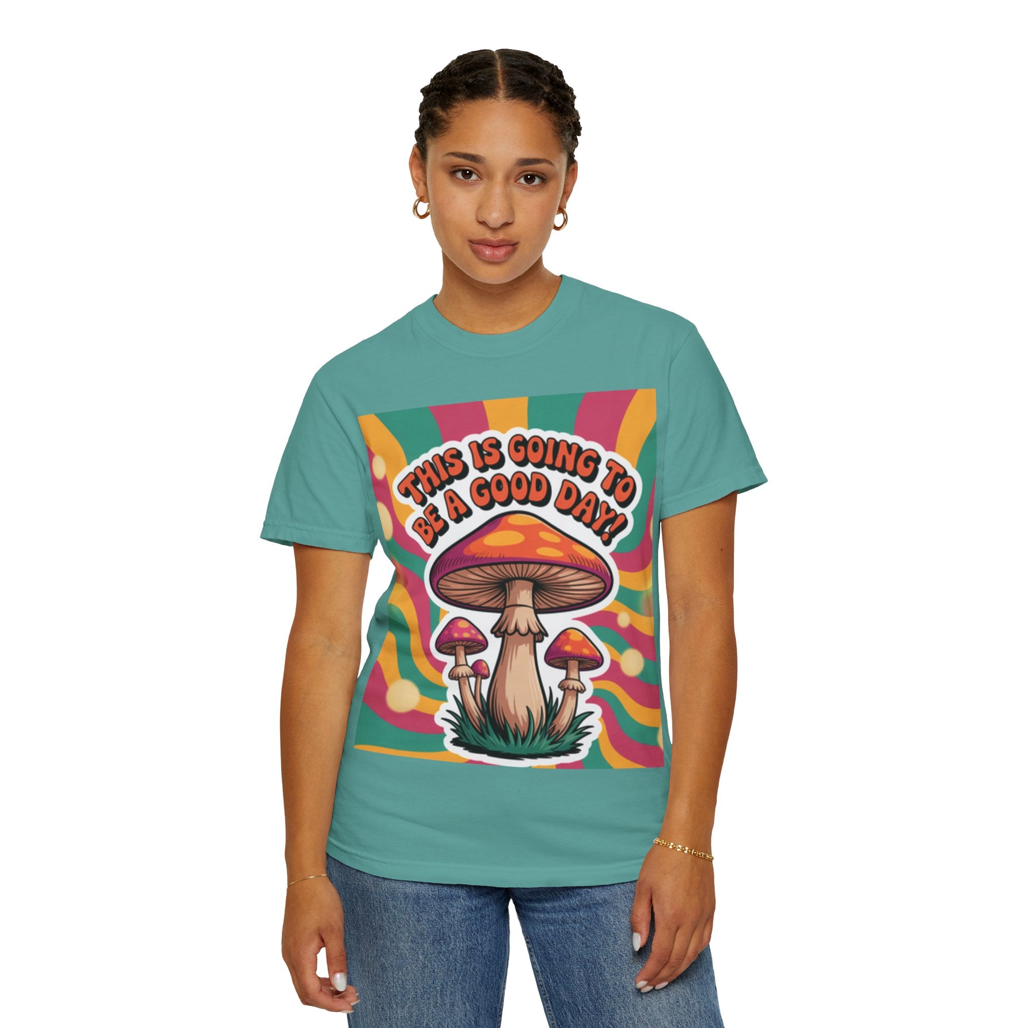 Positive Vibes T-shirt, Retro Mushroom Tee, Unisex Psychedelic Shirt, Gift for Friends, Casual Wear, Summer Essentials