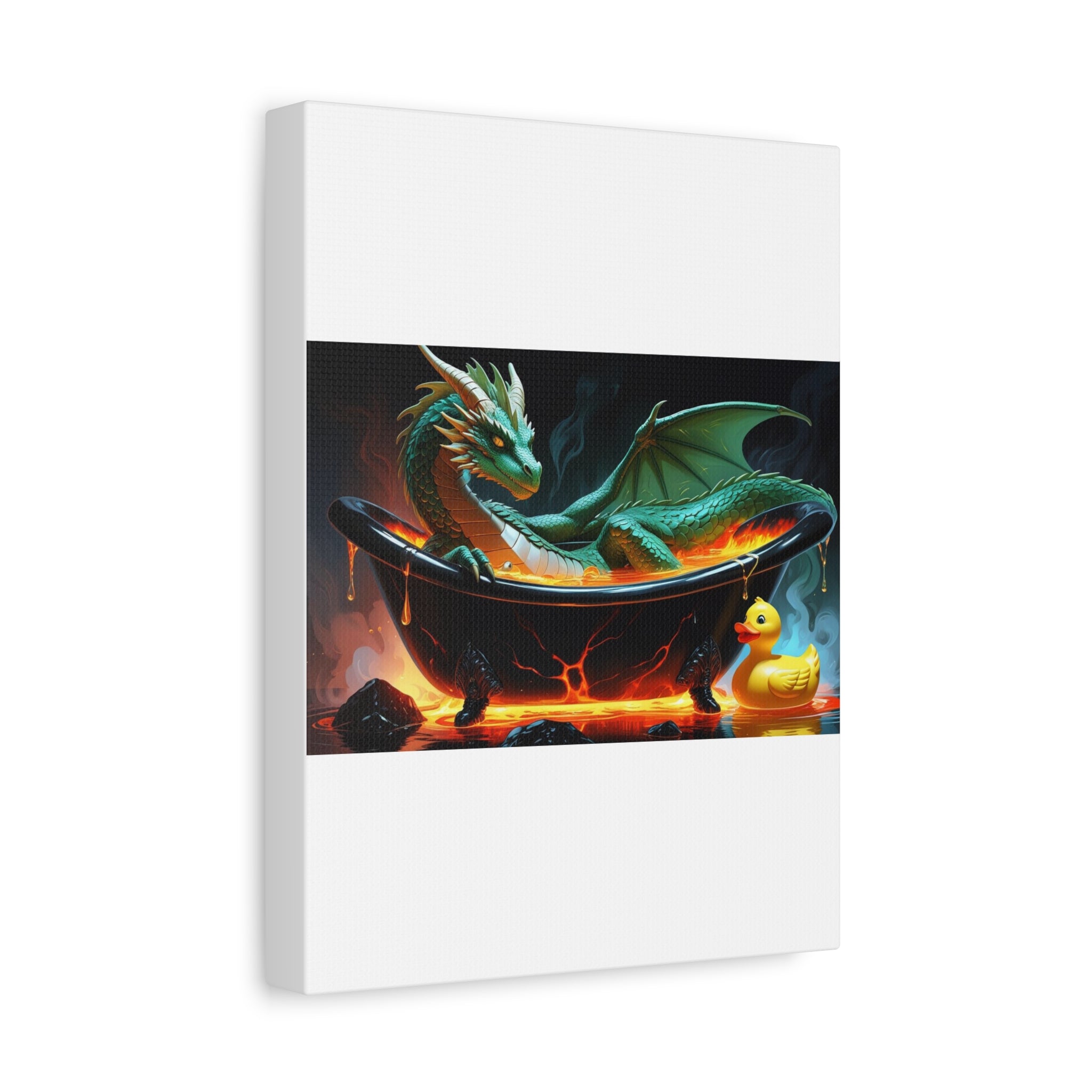 Whimsical Dragon In A Tub  Canvas Wall Art, Fantasy Decor, Kids Room Decor, Unique Gifts for Dragon Lovers, Cute Bathroom Art, Magical Home Decor