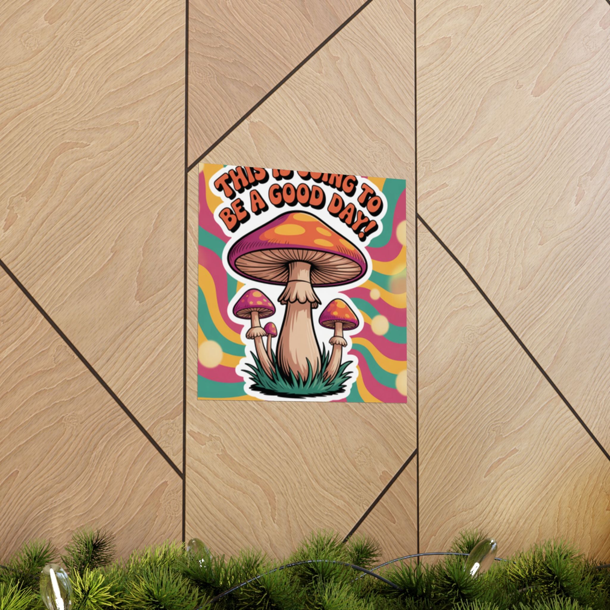 Colorful 70s Retro Mushroom Art Posters - Positive Wall Decor, Psychedelic Prints, Boho Home Decor, Gift for Friends, Inspirational Wall Art
