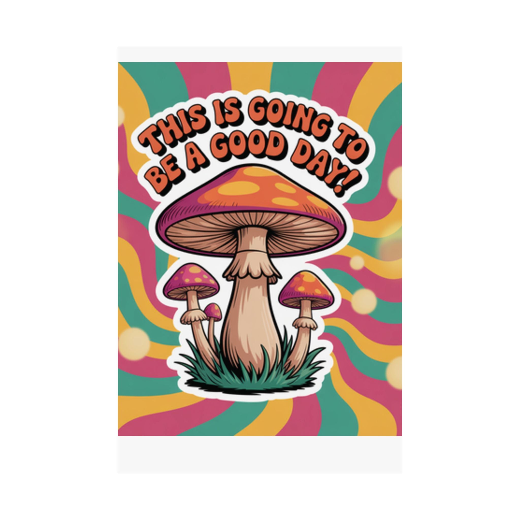 Colorful 70s Retro Mushroom Art Posters - Positive Wall Decor, Psychedelic Prints, Boho Home Decor, Gift for Friends, Inspirational Wall Art