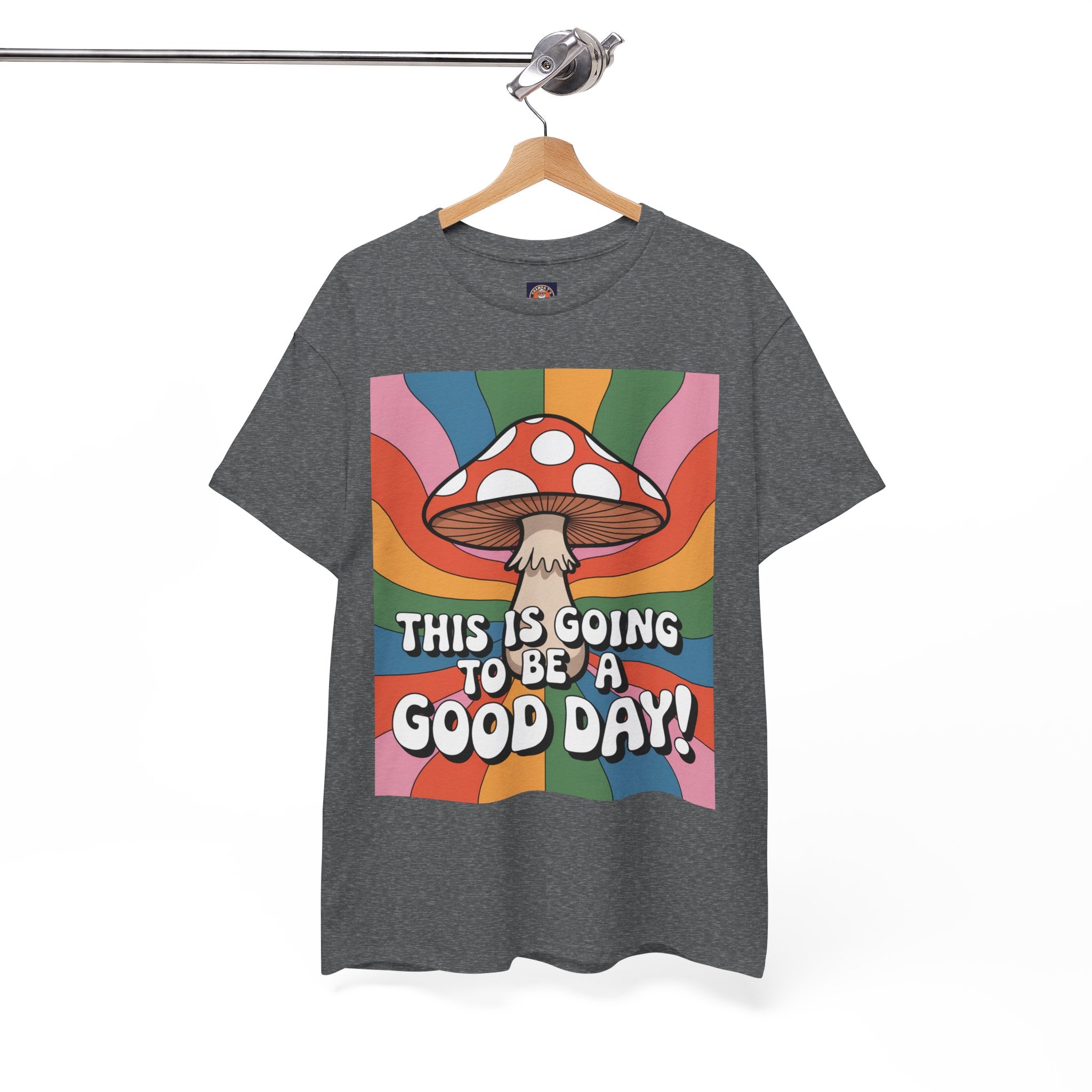 Fun Hippy Mushroom Cheerful Graphic Tee, Positive Vibes T-Shirt for Everyday Wear, Gift for Nature Lovers, Trendy Casual Wear, Eco-Friendly Fashion