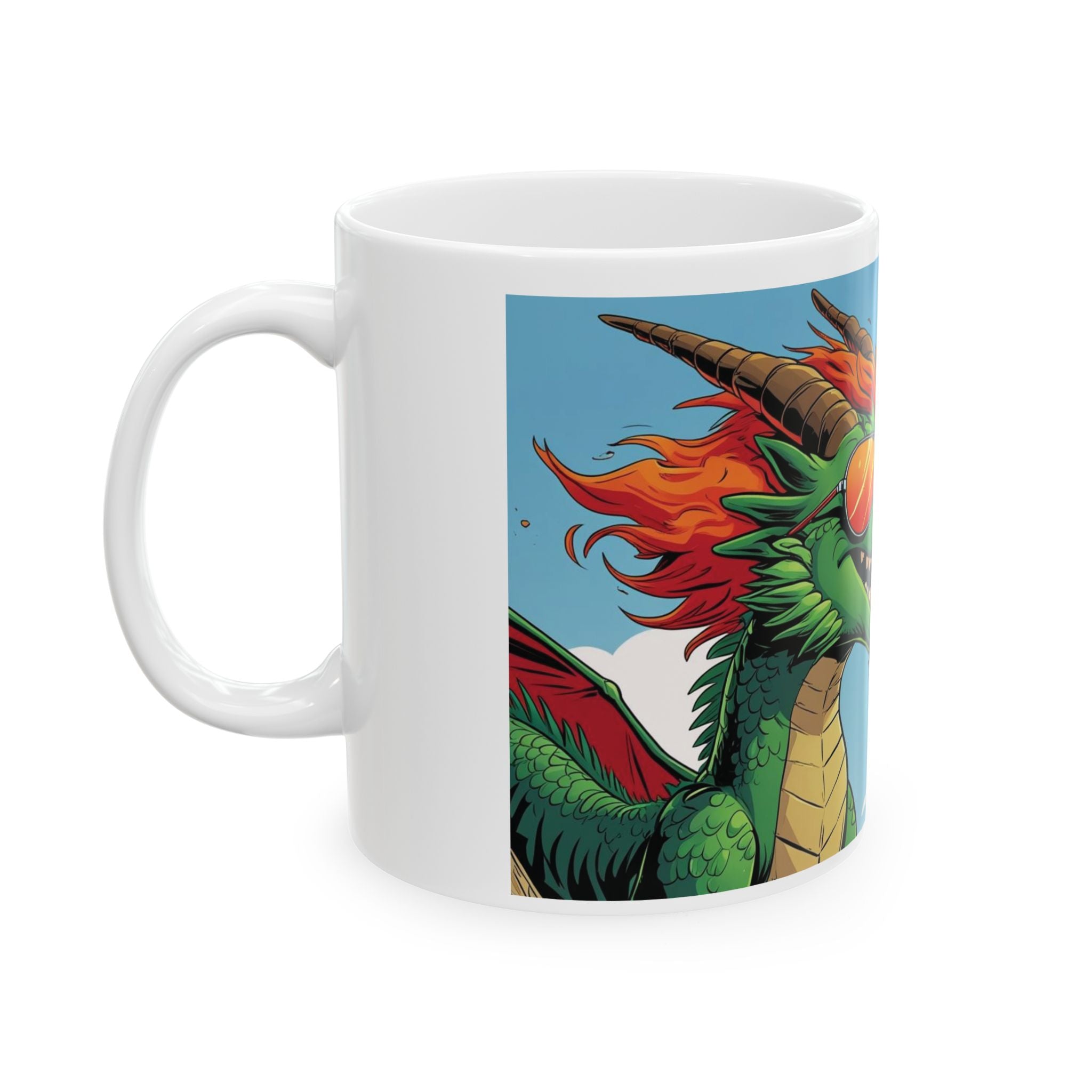 Fire-Breathing Dragon Ceramic Mug - Fun Fantasy Coffee Cup for Dragon Lovers, Fantasy Gifts, Quirky Home Decor, Birthday, Cosplay