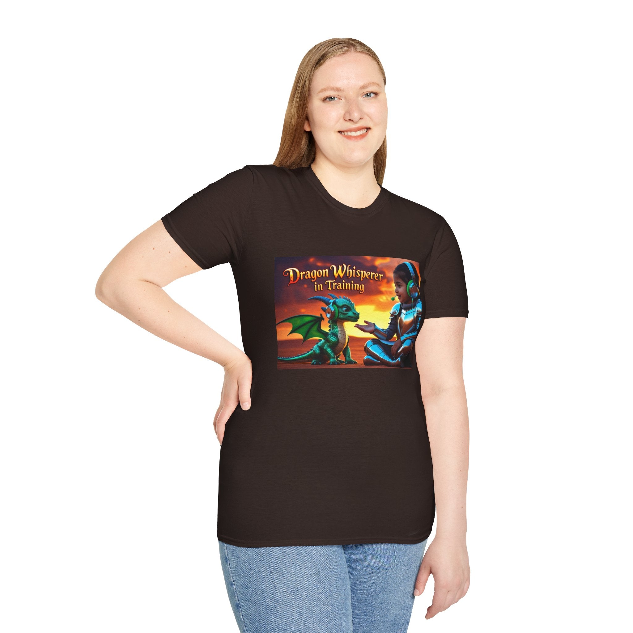 Funny Dragon Whisperer Unisex Softstyle T-Shirt | Fantasy Apparel, Gift for Dragon Lovers, Kids & Adults, Birthday Present, Magical Vibe
