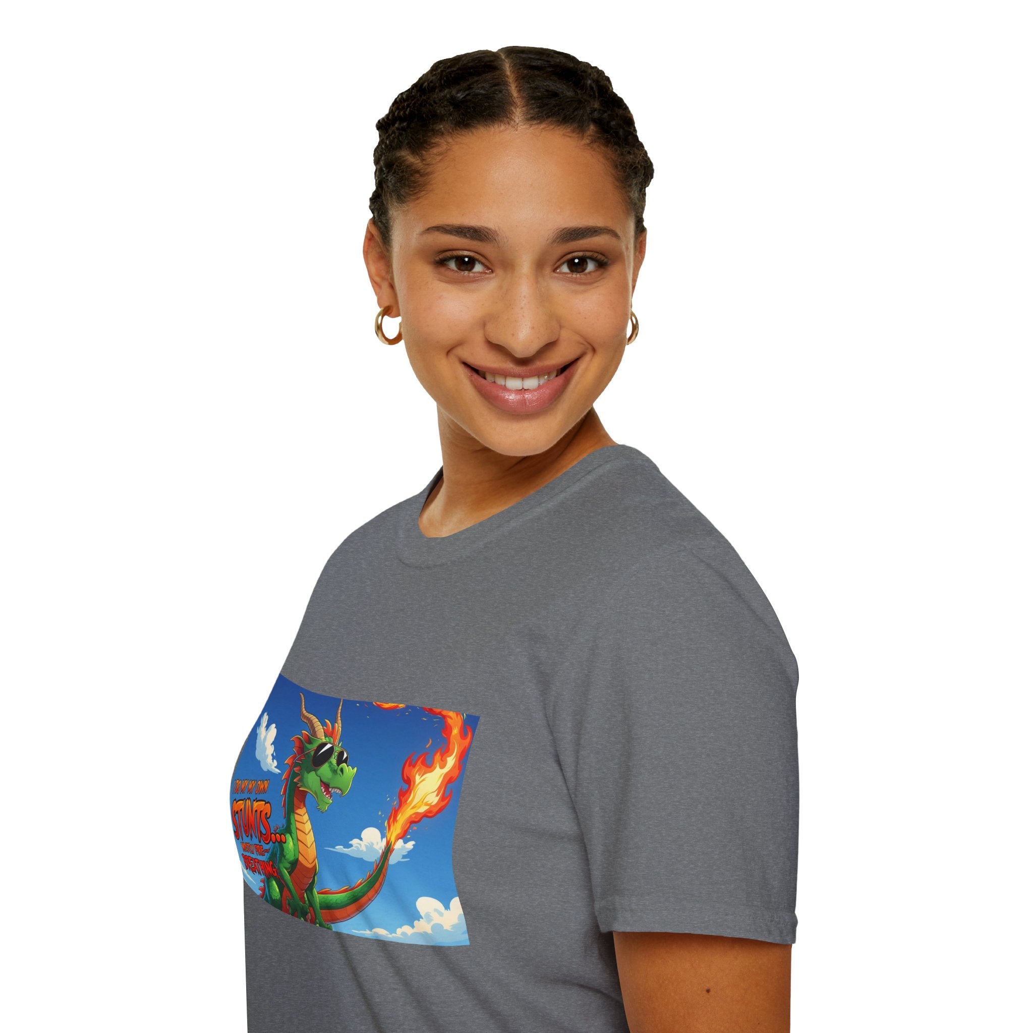 Funny Fire-Breathing Dragon T-Shirt | Fantasy Graphic Tee for Kids and Adults, Unisex Softstyle T-Shirt, Casual Wear, Game Night Apparel, [...]