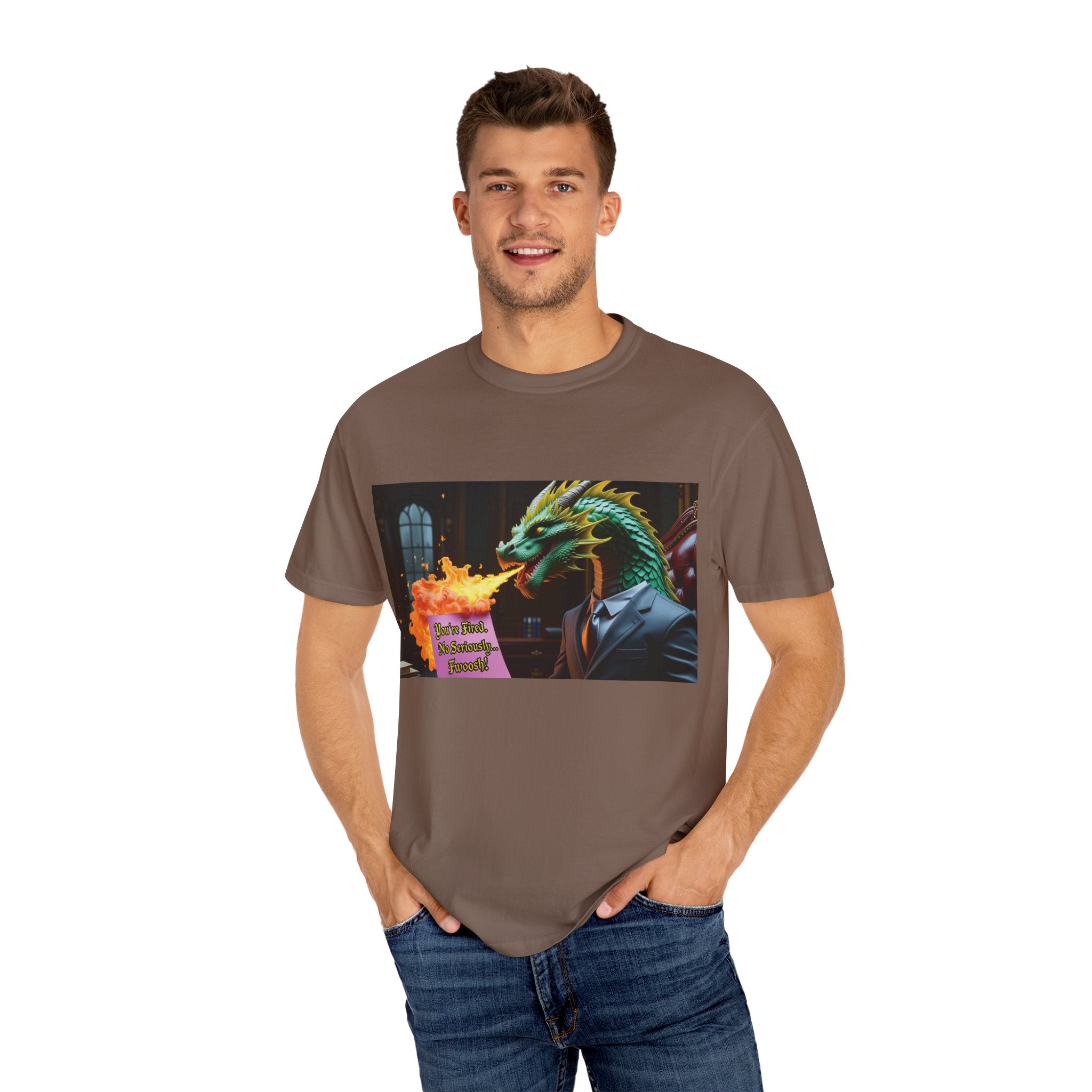 Dragon Fire  Unisex Garment-Dyed T-Shirt, Fun Graphic Tee, Unique Gift, Casual Wear, Fantasy Lover Apparel, Statement Shirt