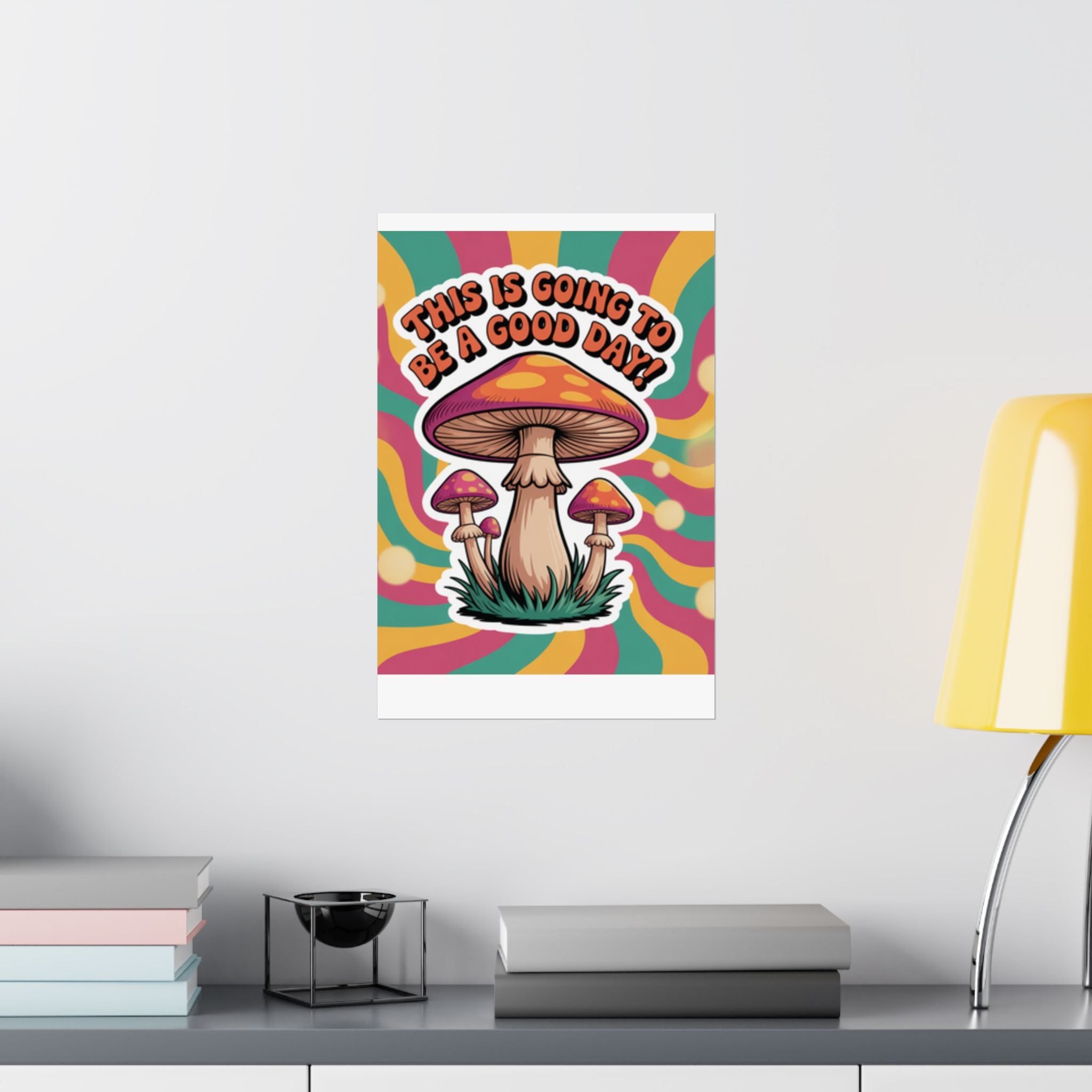 Colorful 70s Retro Mushroom Art Posters - Positive Wall Decor, Psychedelic Prints, Boho Home Decor, Gift for Friends, Inspirational Wall Art