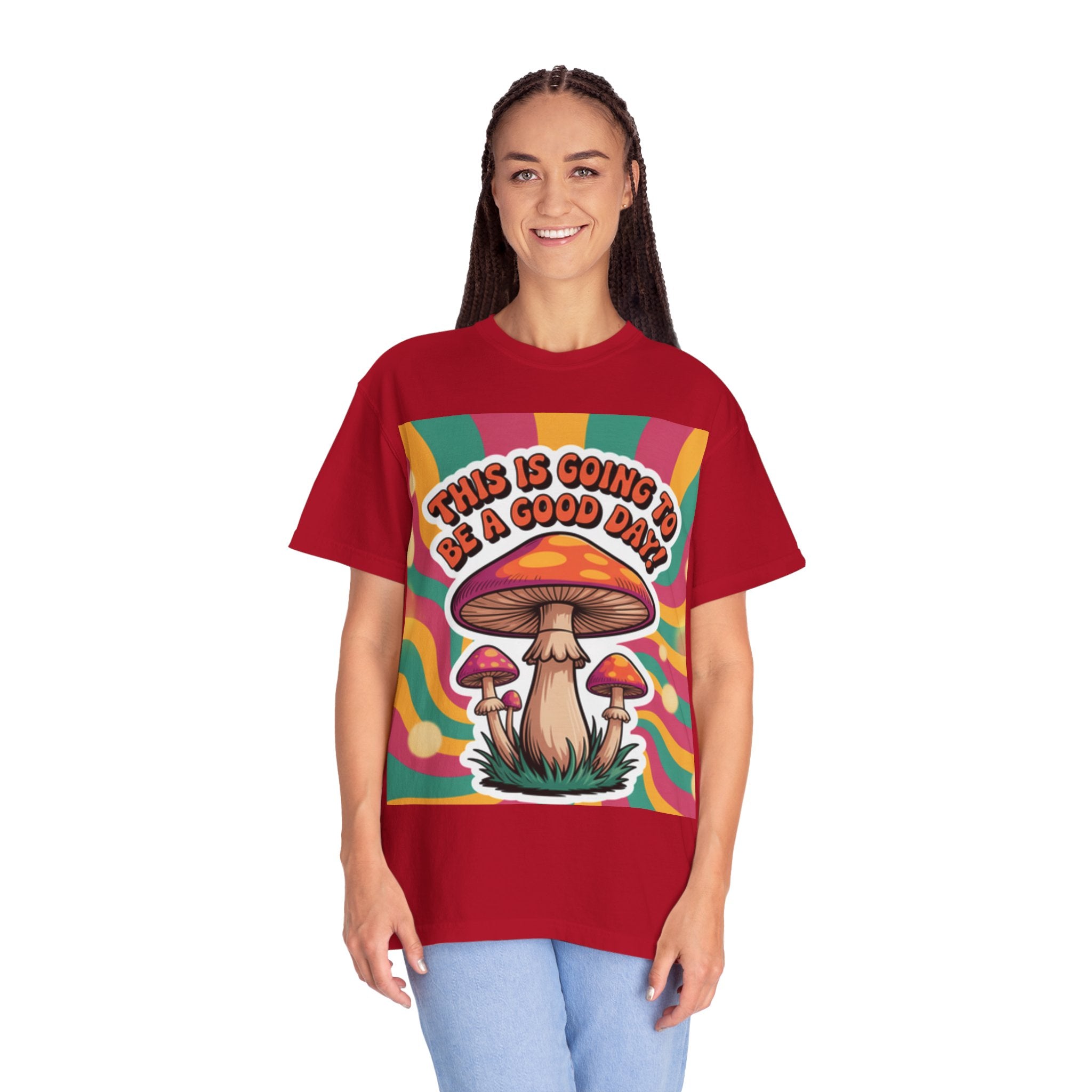 Positive Vibes T-shirt, Retro Mushroom Tee, Unisex Psychedelic Shirt, Gift for Friends, Casual Wear, Summer Essentials