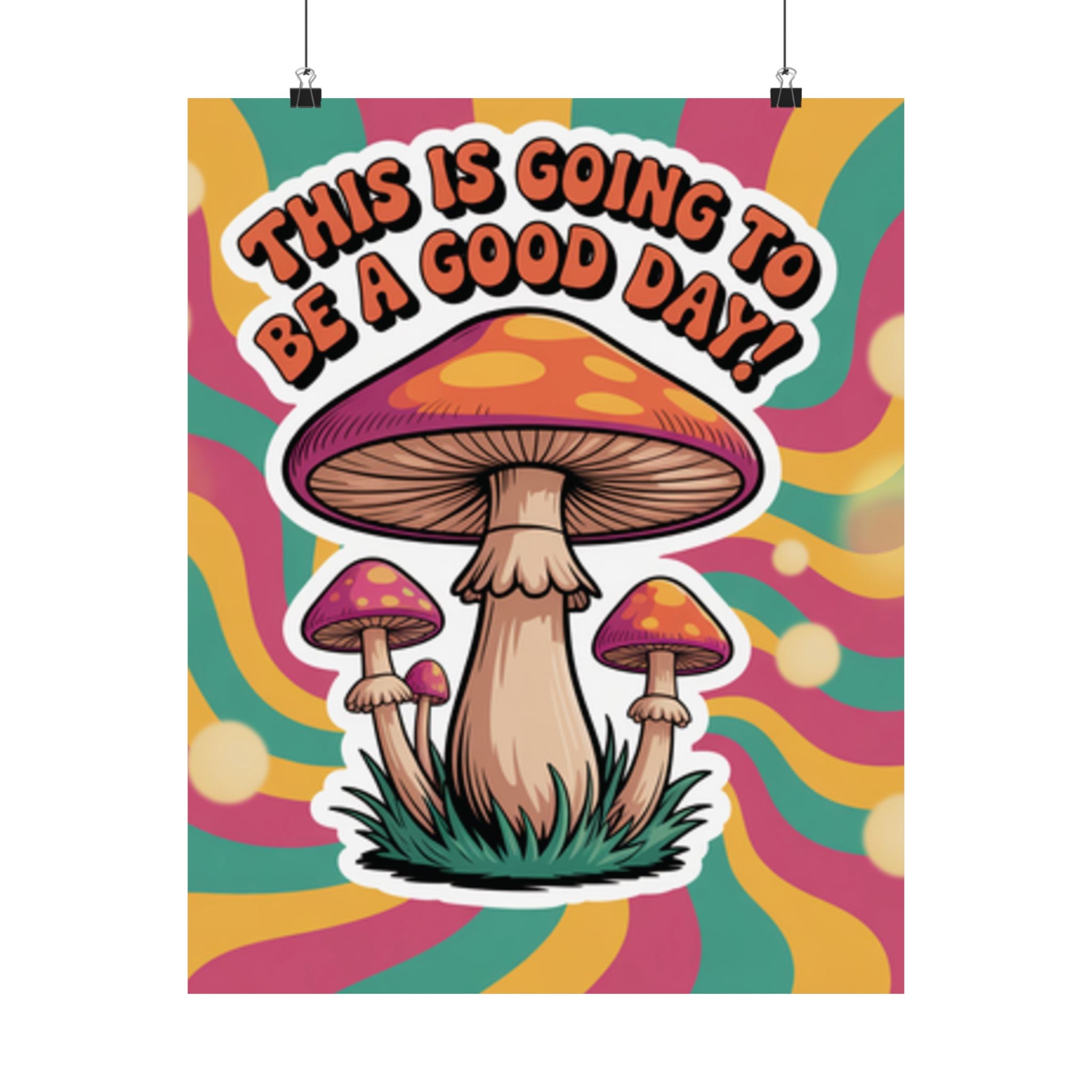 Colorful 70s Retro Mushroom Art Posters - Positive Wall Decor, Psychedelic Prints, Boho Home Decor, Gift for Friends, Inspirational Wall Art