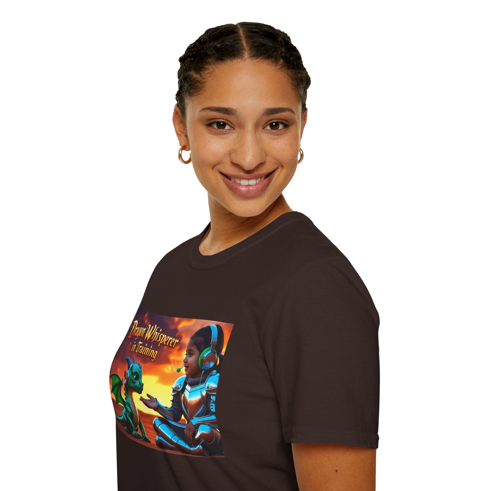 Funny Dragon Whisperer Unisex Softstyle T-Shirt | Fantasy Apparel, Gift for Dragon Lovers, Kids & Adults, Birthday Present, Magical Vibe