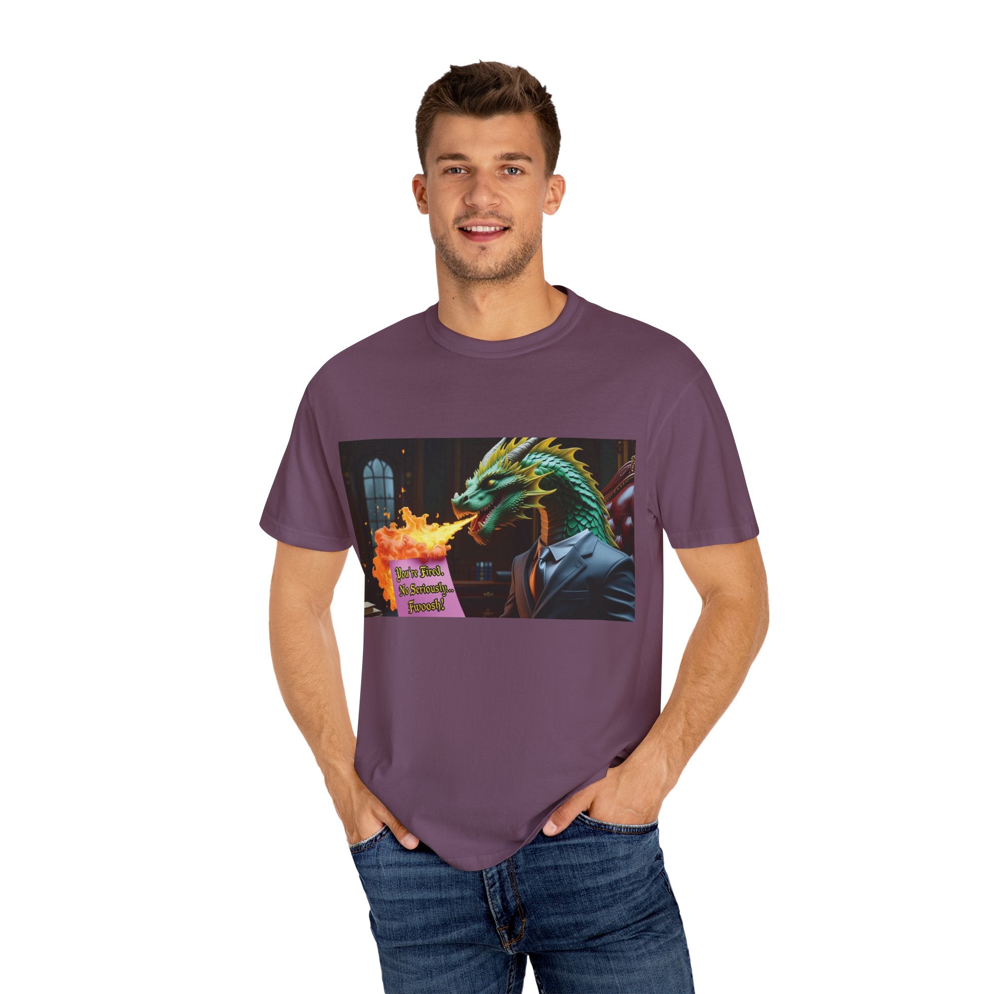 Dragon Fire  Unisex Garment-Dyed T-Shirt, Fun Graphic Tee, Unique Gift, Casual Wear, Fantasy Lover Apparel, Statement Shirt