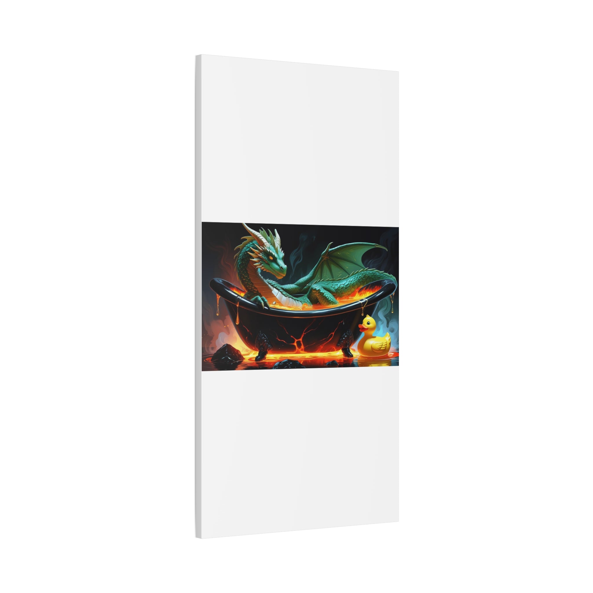 Whimsical Dragon In A Tub  Canvas Wall Art, Fantasy Decor, Kids Room Decor, Unique Gifts for Dragon Lovers, Cute Bathroom Art, Magical Home Decor