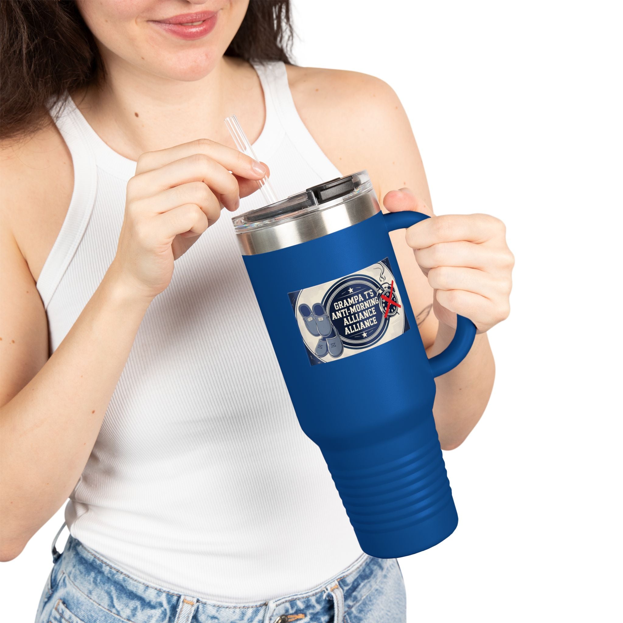 Grampa T's Anti-Morning Funny Custom Insulated Travel Mug, 40oz – Perfect for Coffee Lovers, On-the-Go Drinkware, Gifts for Him/Her, Unique Travel Accessories, [...]
