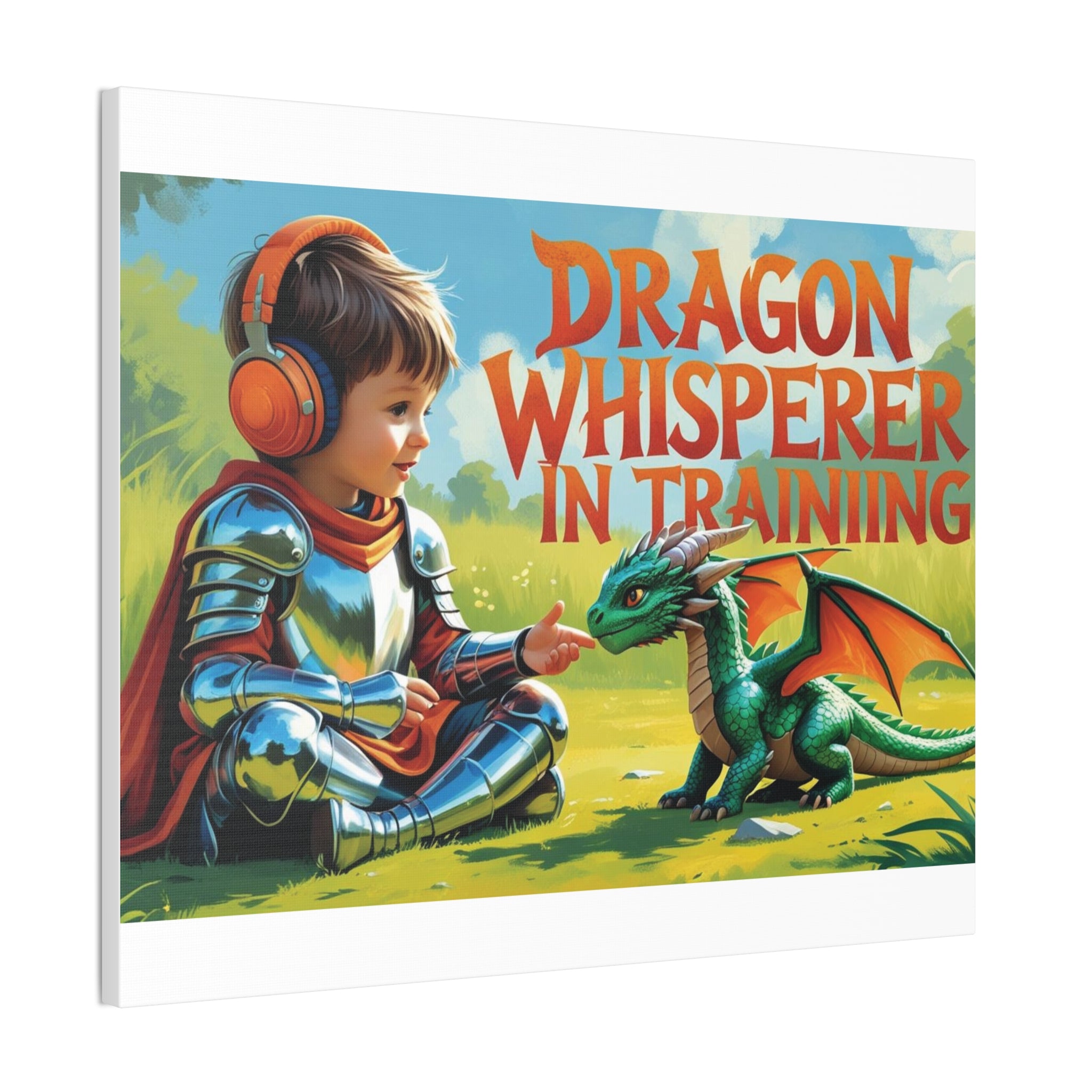 Dragon Whisperer Canvas Print, Playroom Decor, Childrens Wall Art, Fantasy Kids Room, Dragon Lover Gift, Adventure Art, Kid's Room Decor
