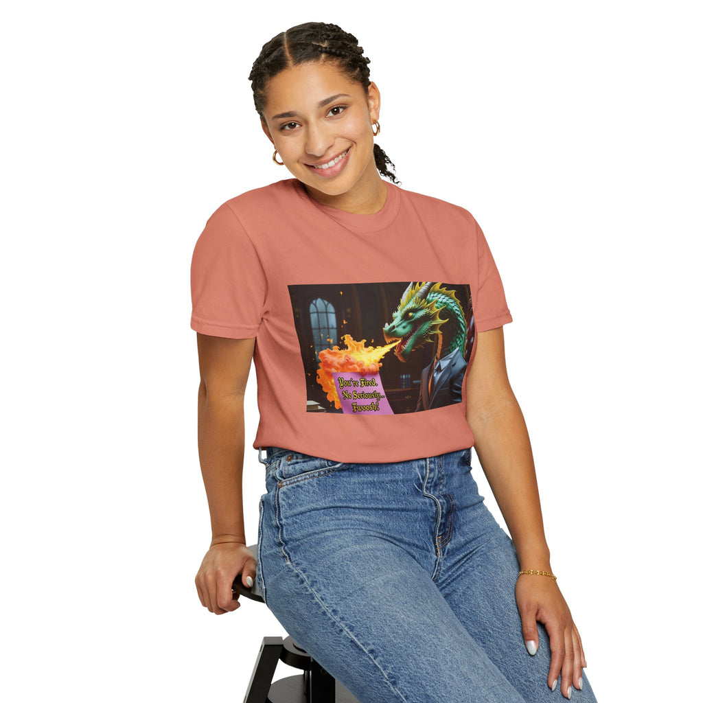 Dragon Fire  Unisex Garment-Dyed T-Shirt, Fun Graphic Tee, Unique Gift, Casual Wear, Fantasy Lover Apparel, Statement Shirt