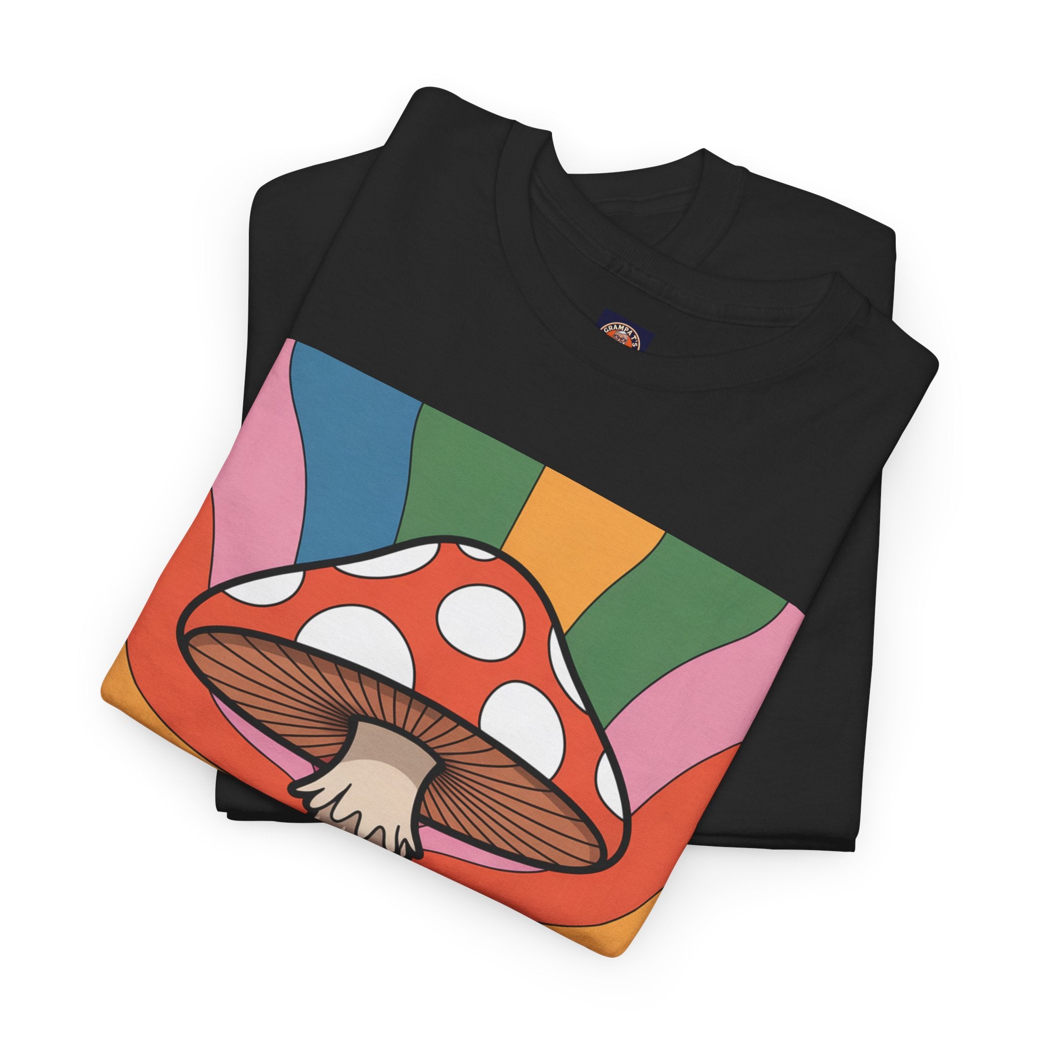 Fun Hippy Mushroom Cheerful Graphic Tee, Positive Vibes T-Shirt for Everyday Wear, Gift for Nature Lovers, Trendy Casual Wear, Eco-Friendly Fashion