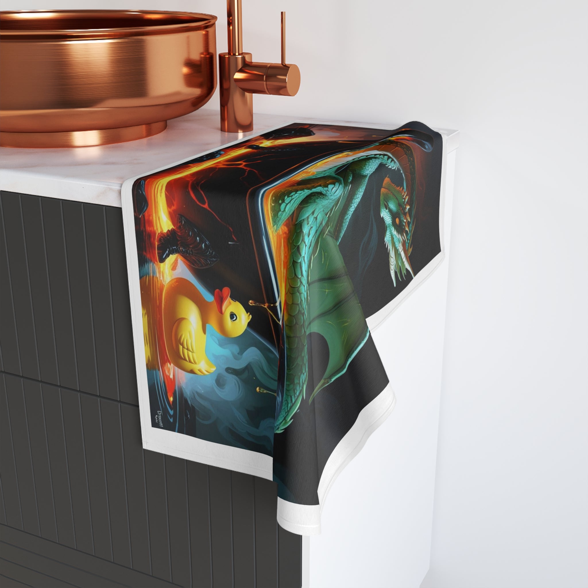 Fun Fantasy Dragon Bath Time Hand Towel, Magical Home Decor, Unique Gift for Kids, Bath Accessories, Dragon Lover Gift