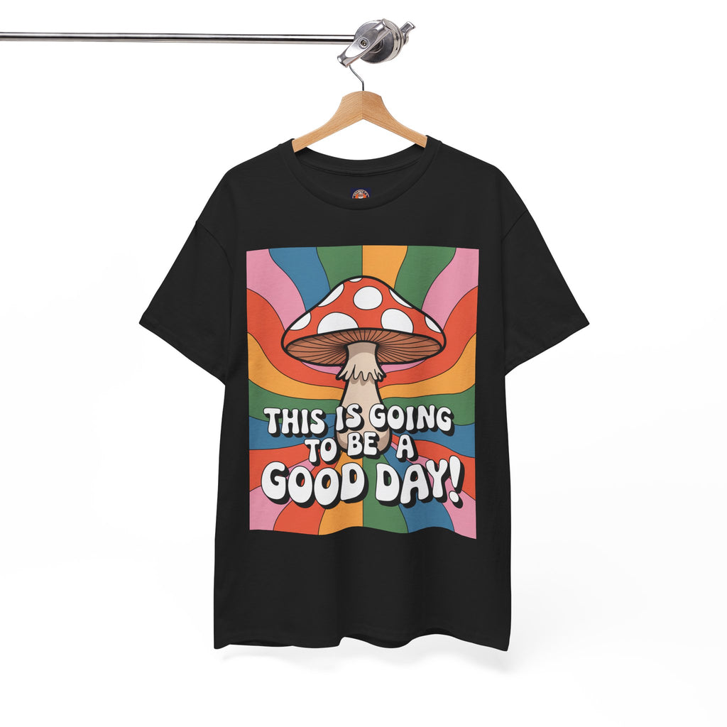 Fun Hippy Mushroom Cheerful Graphic Tee, Positive Vibes T-Shirt for Everyday Wear, Gift for Nature Lovers, Trendy Casual Wear, Eco-Friendly Fashion