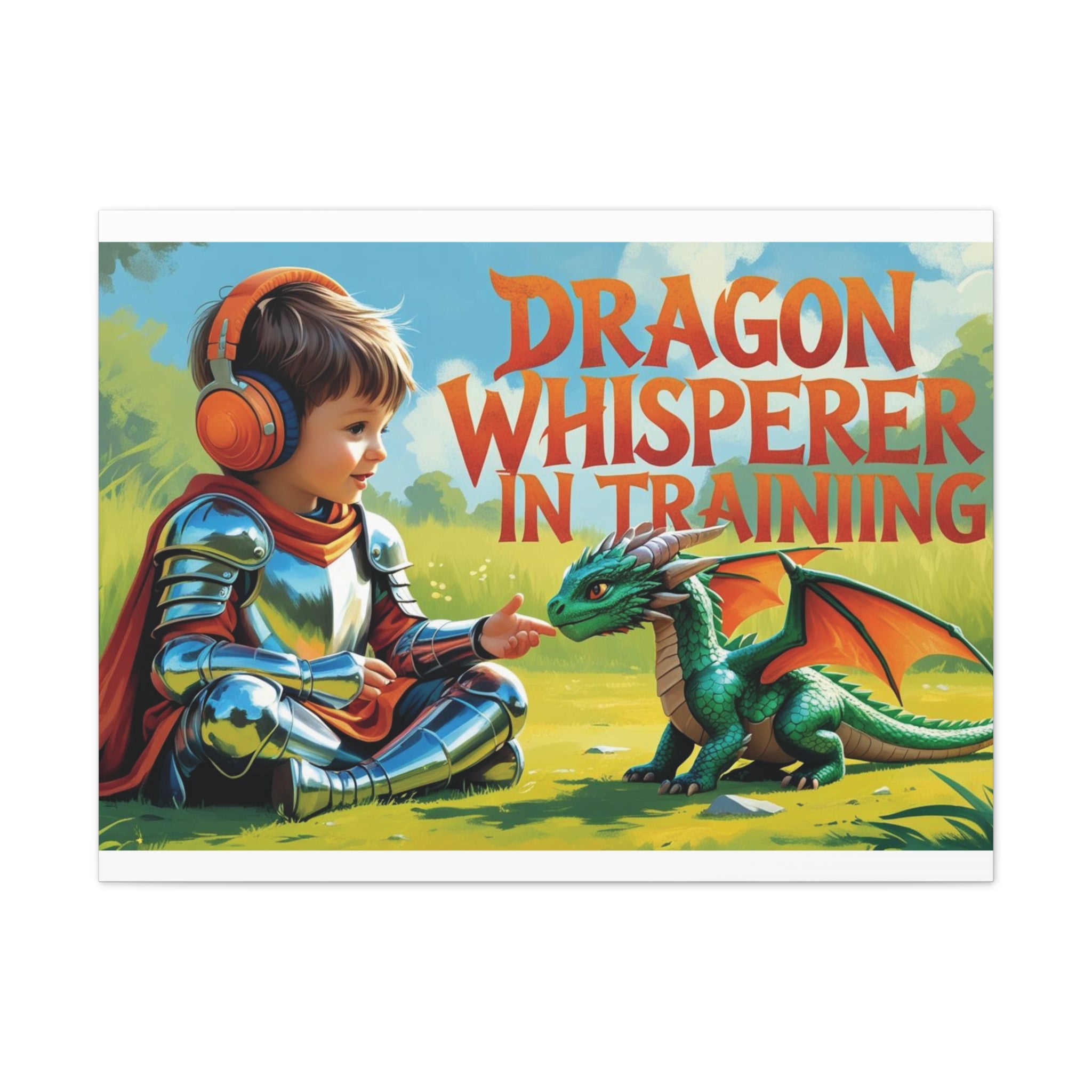 Dragon Whisperer Canvas Print, Playroom Decor, Childrens Wall Art, Fantasy Kids Room, Dragon Lover Gift, Adventure Art, Kid's Room Decor
