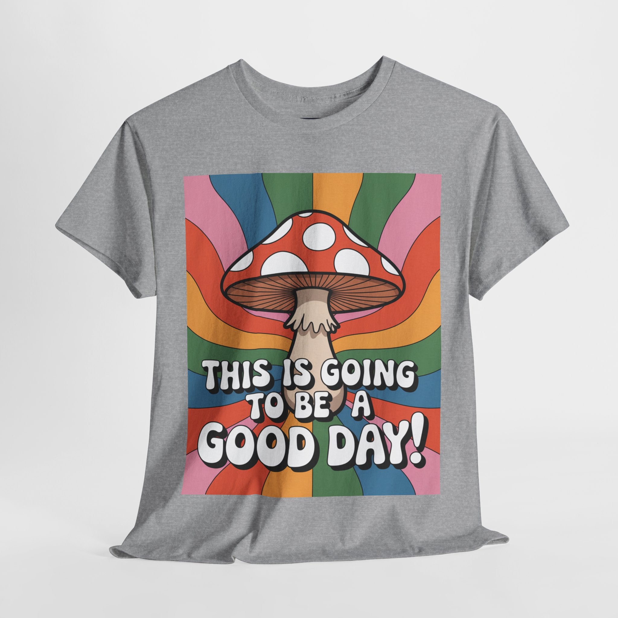 Fun Hippy Mushroom Cheerful Graphic Tee, Positive Vibes T-Shirt for Everyday Wear, Gift for Nature Lovers, Trendy Casual Wear, Eco-Friendly Fashion