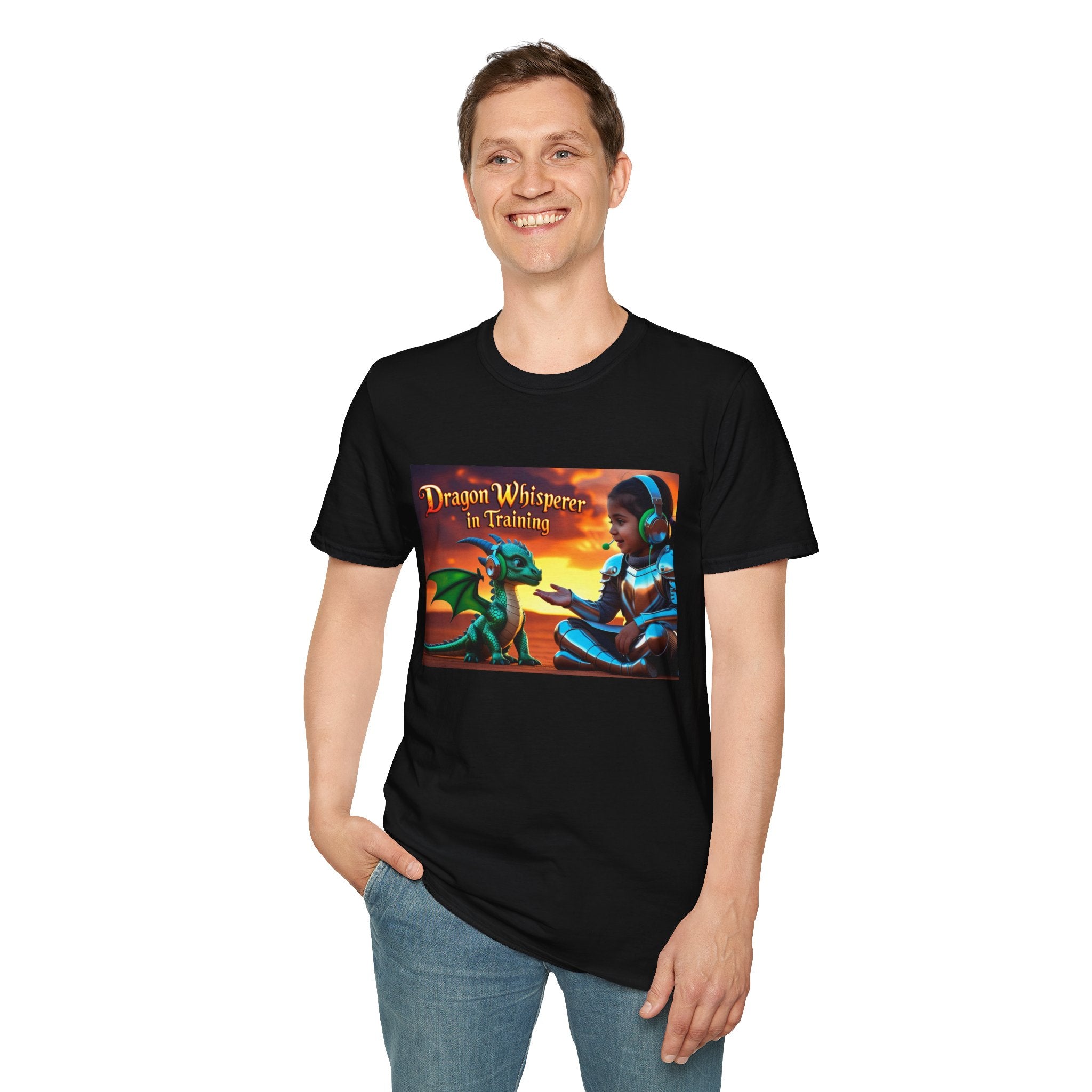 Funny Dragon Whisperer Unisex Softstyle T-Shirt | Fantasy Apparel, Gift for Dragon Lovers, Kids & Adults, Birthday Present, Magical Vibe