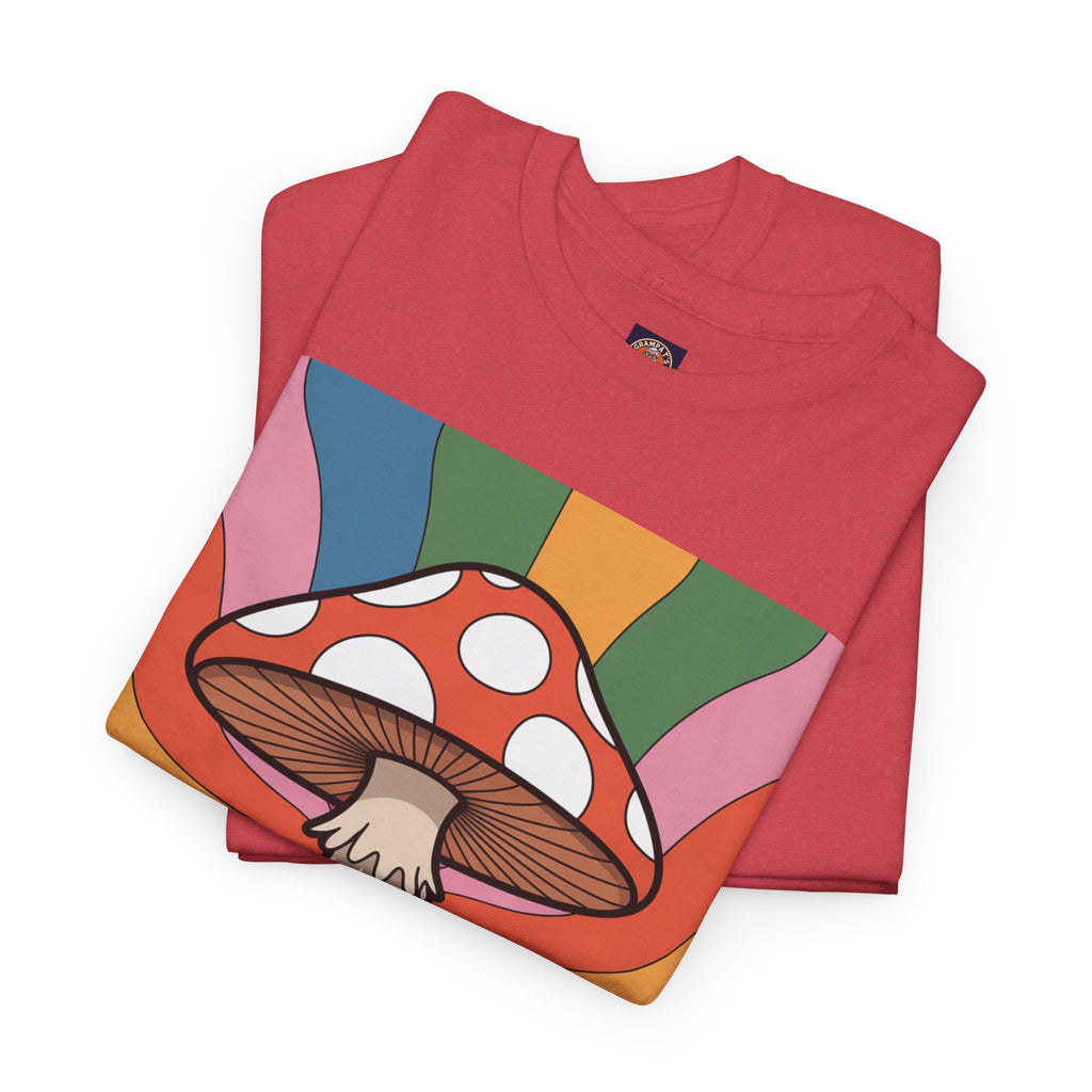 Fun Hippy Mushroom Cheerful Graphic Tee, Positive Vibes T-Shirt for Everyday Wear, Gift for Nature Lovers, Trendy Casual Wear, Eco-Friendly Fashion