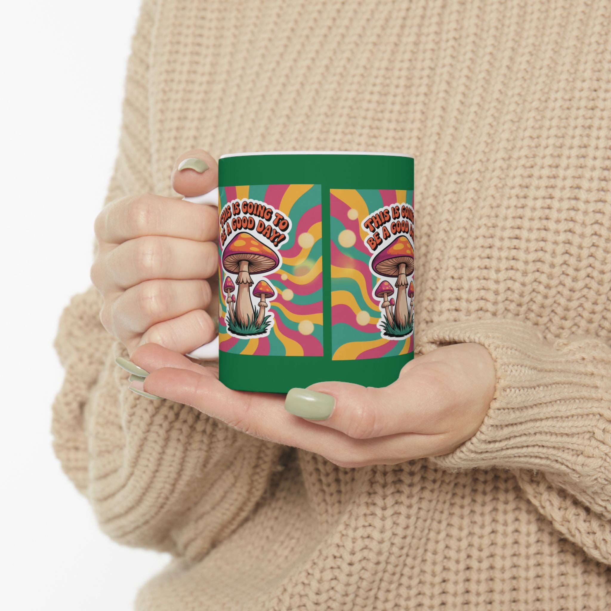 Vibrant Mushroom Ceramic Mug, Fun Coffee Cup for Good Vibes, Gift for Nature Lovers, Tea Time, Boho Decor, Colorful Drinkware