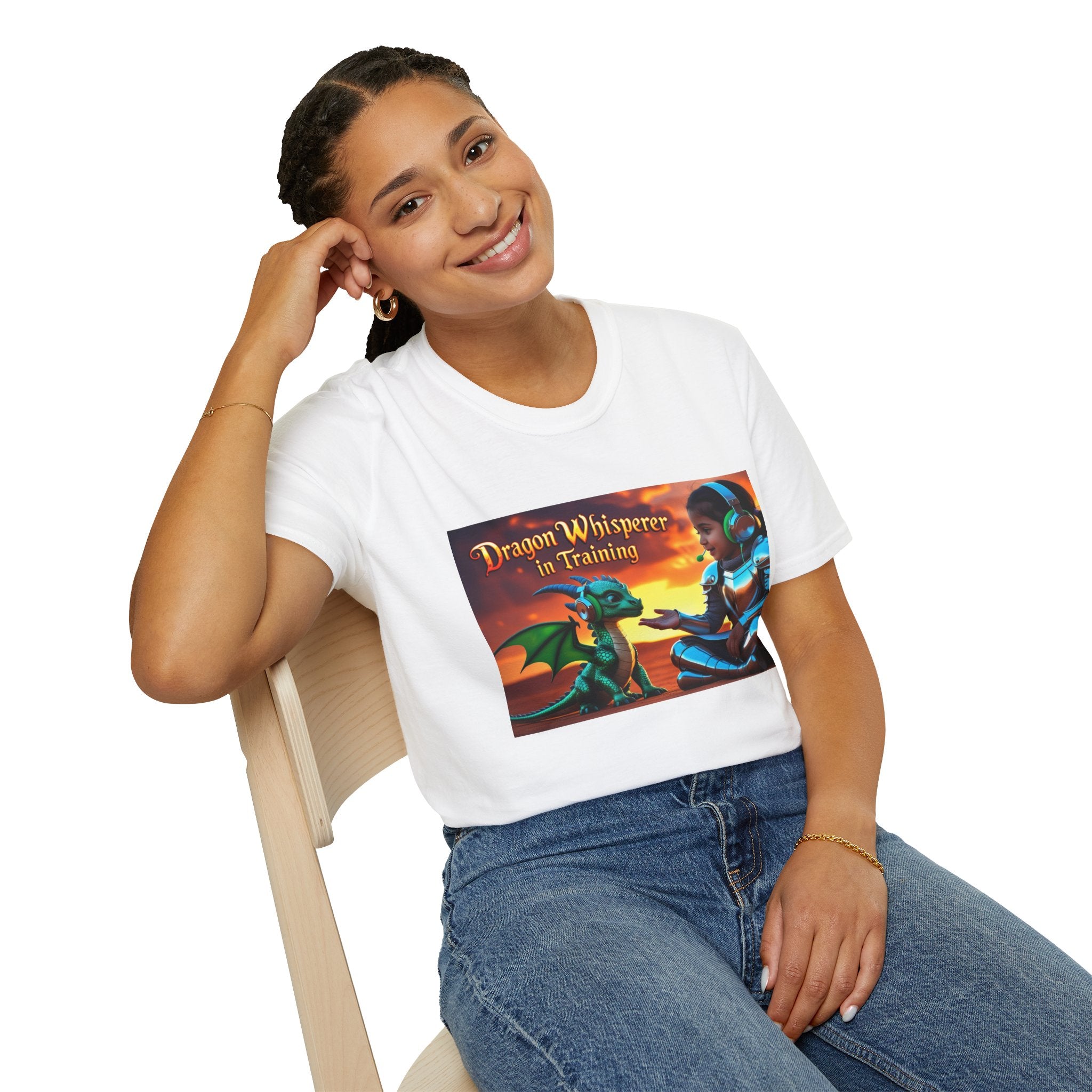 Funny Dragon Whisperer Unisex Softstyle T-Shirt | Fantasy Apparel, Gift for Dragon Lovers, Kids & Adults, Birthday Present, Magical Vibe