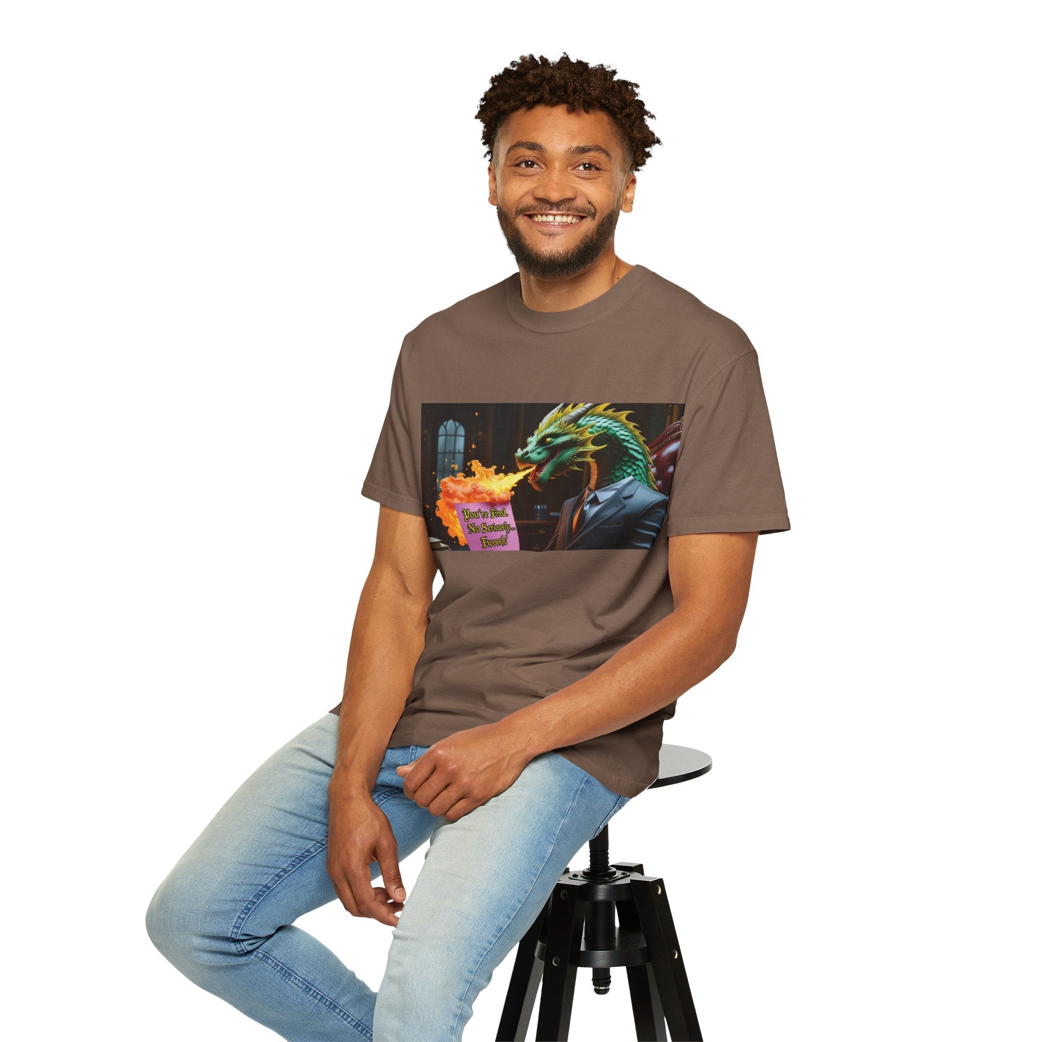 Dragon Fire  Unisex Garment-Dyed T-Shirt, Fun Graphic Tee, Unique Gift, Casual Wear, Fantasy Lover Apparel, Statement Shirt