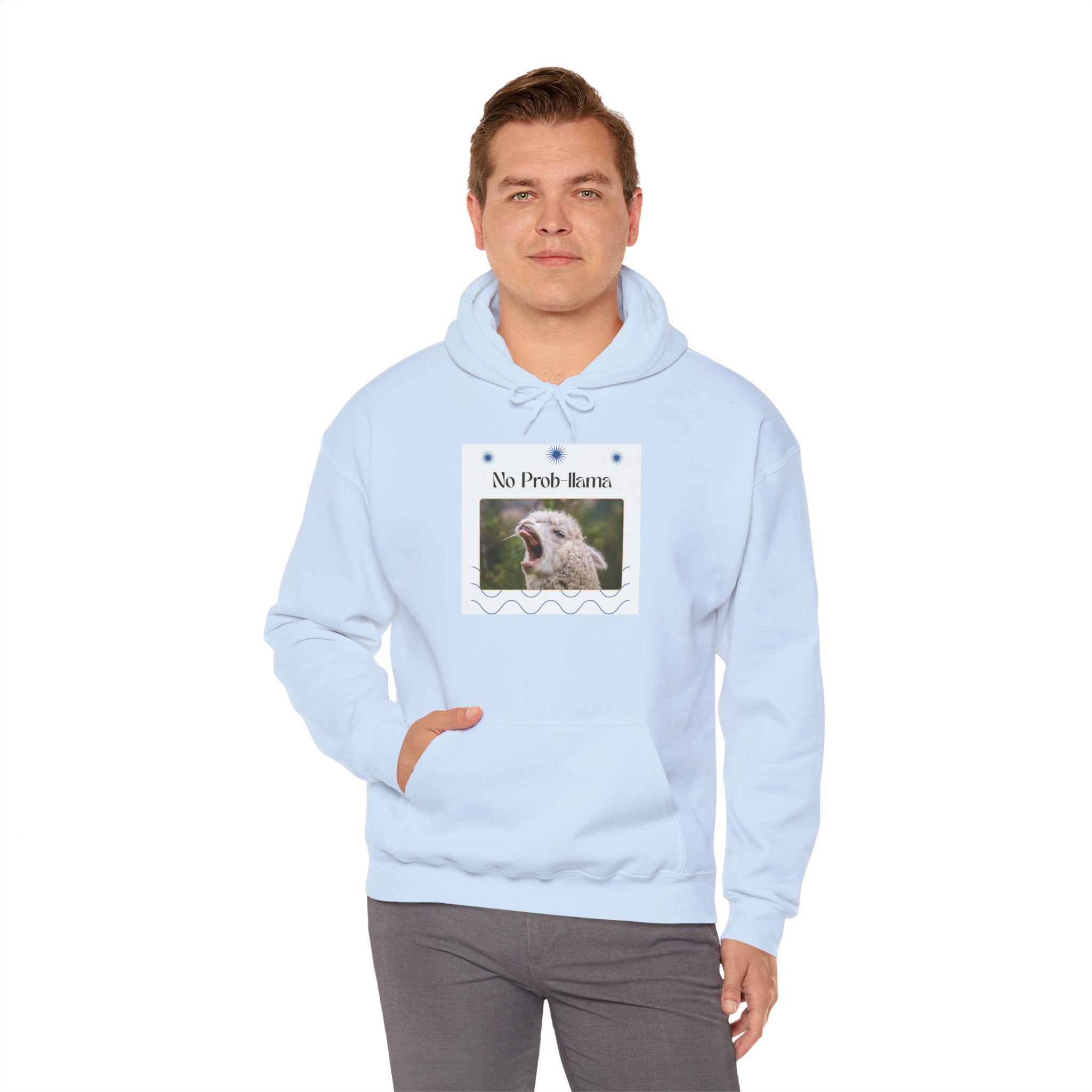 "No Prob-Llama" Unisex Hooded Sweatshirt with Fun Design, Cozy Apparel for Relaxed Days, Gifts for Friends, Casual Wear, Unique Gift Idea, Birthday Present