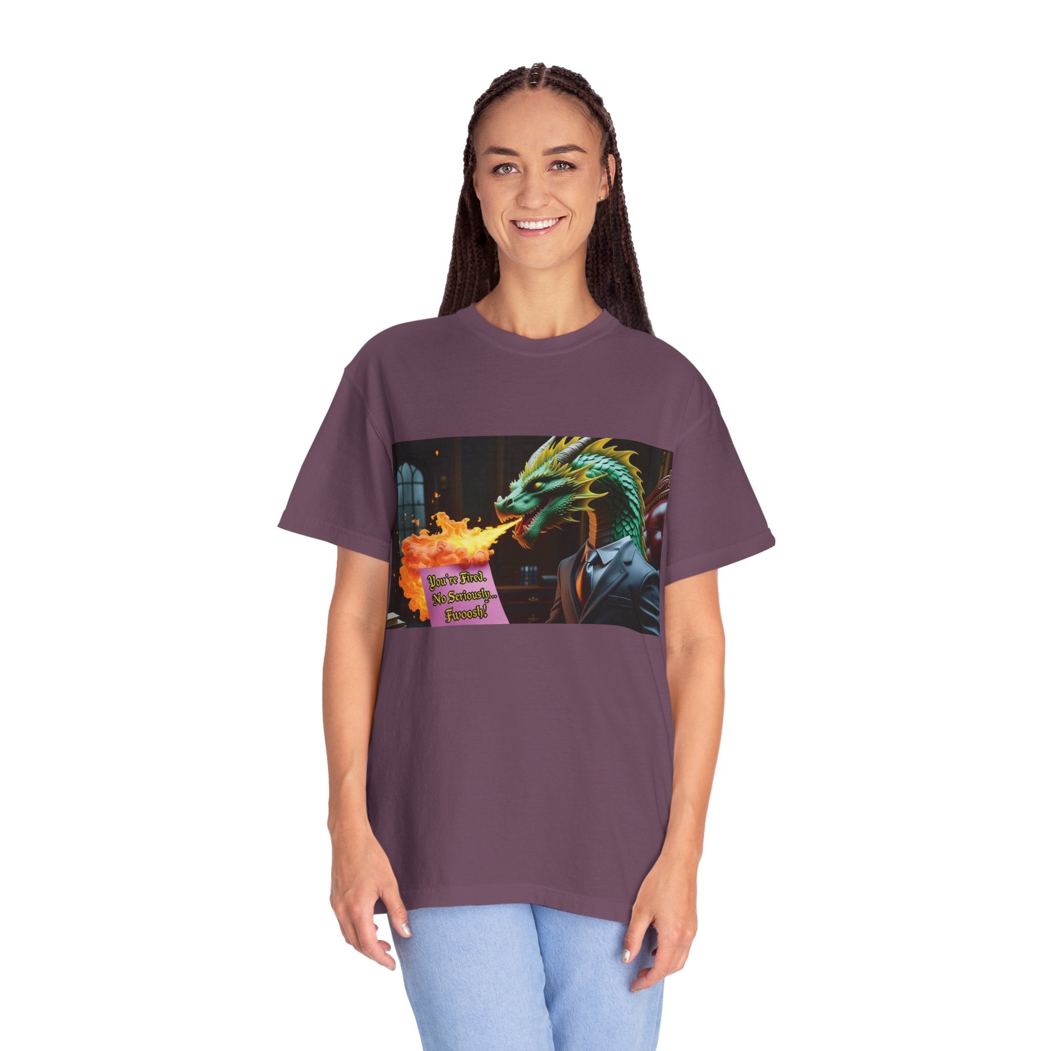 Dragon Fire  Unisex Garment-Dyed T-Shirt, Fun Graphic Tee, Unique Gift, Casual Wear, Fantasy Lover Apparel, Statement Shirt