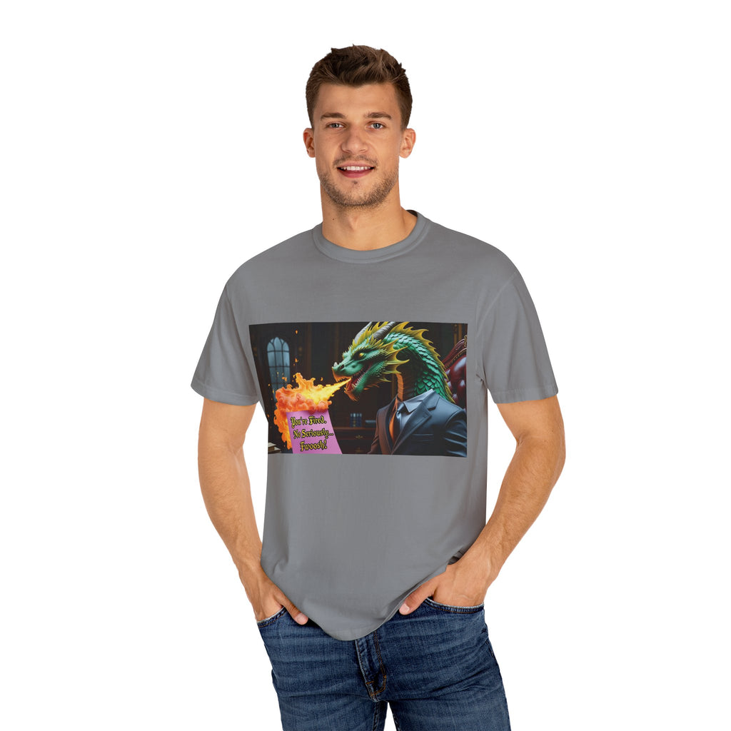 Dragon Fire  Unisex Garment-Dyed T-Shirt, Fun Graphic Tee, Unique Gift, Casual Wear, Fantasy Lover Apparel, Statement Shirt